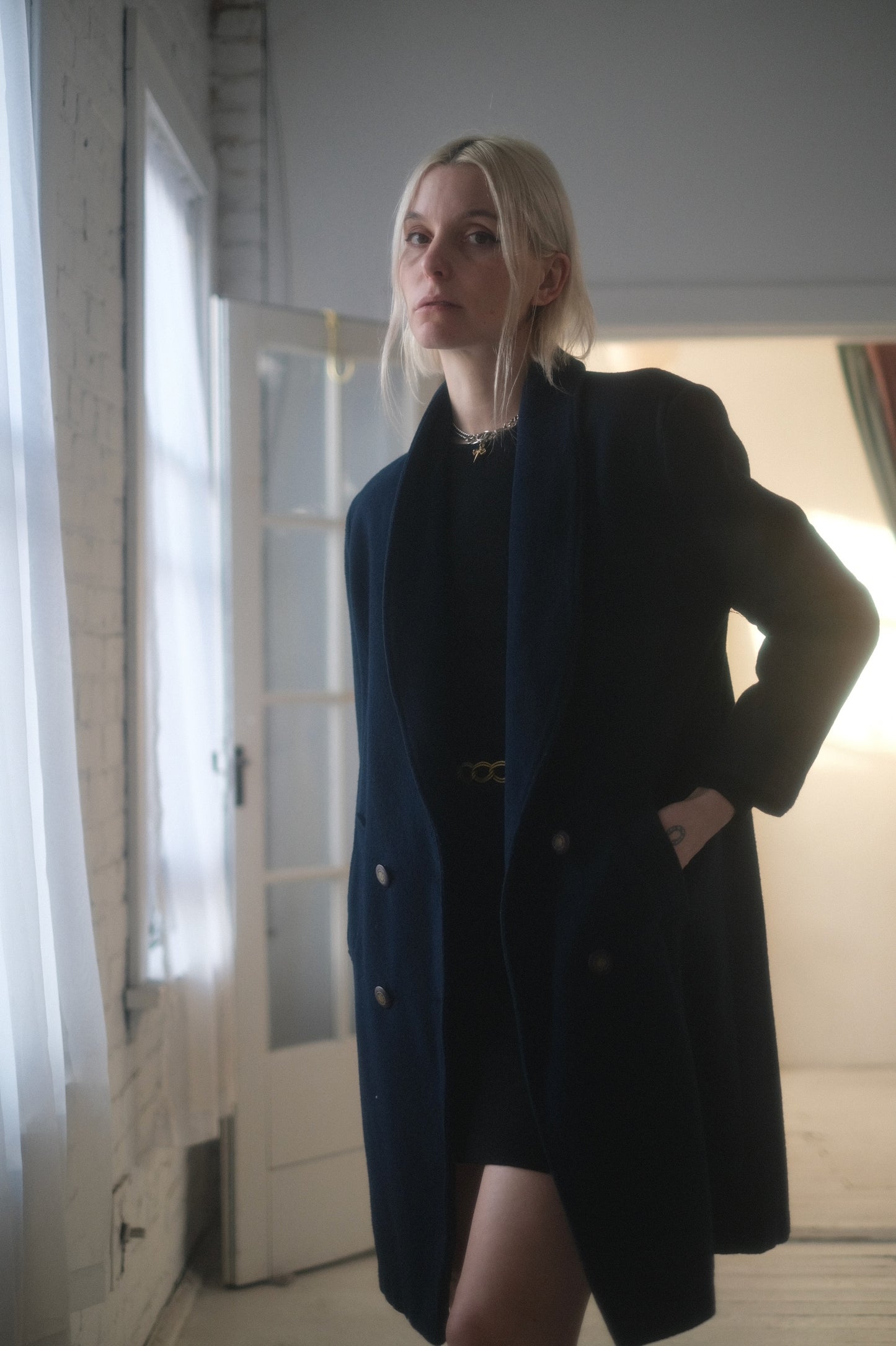 1990s Navy Wool Coat