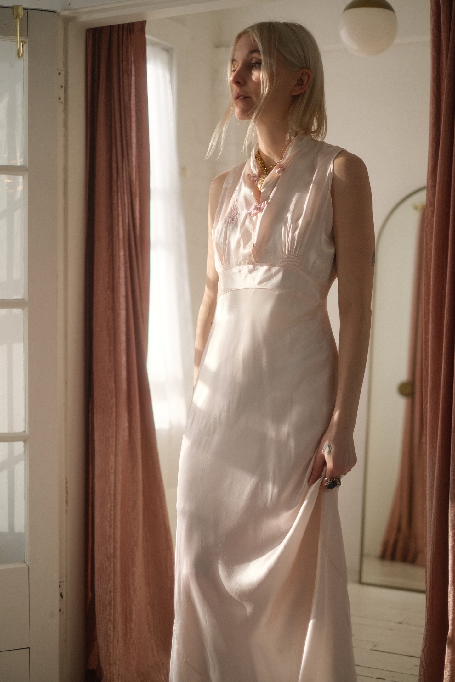 1940s Petal Satin Gown