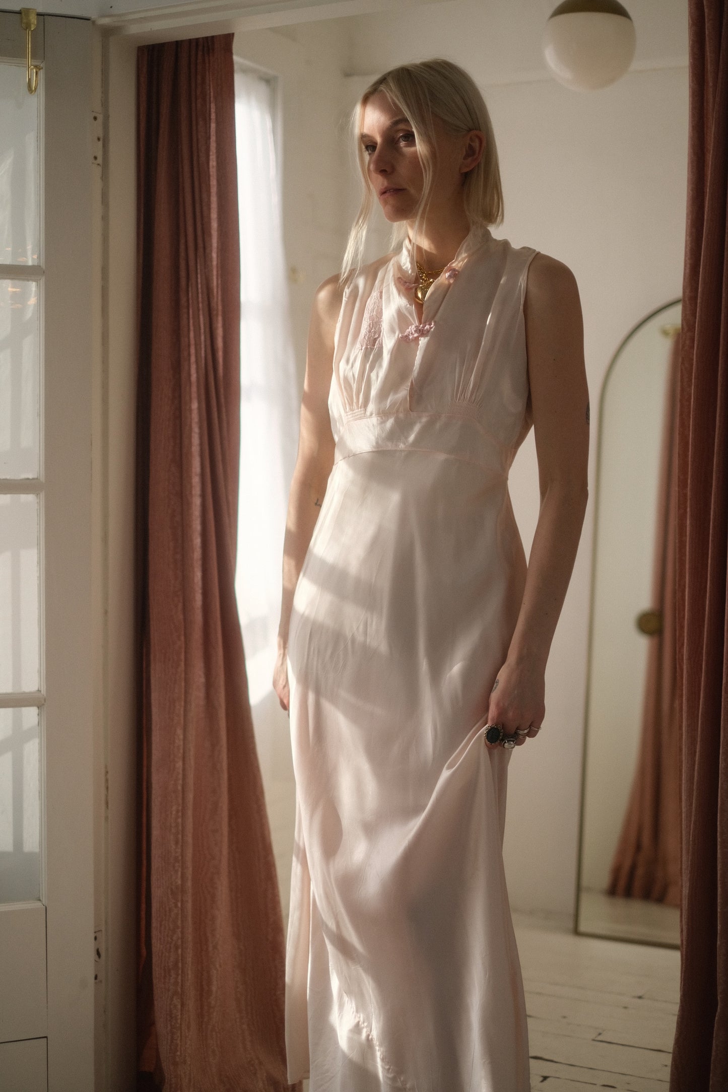 1940s Petal Satin Gown