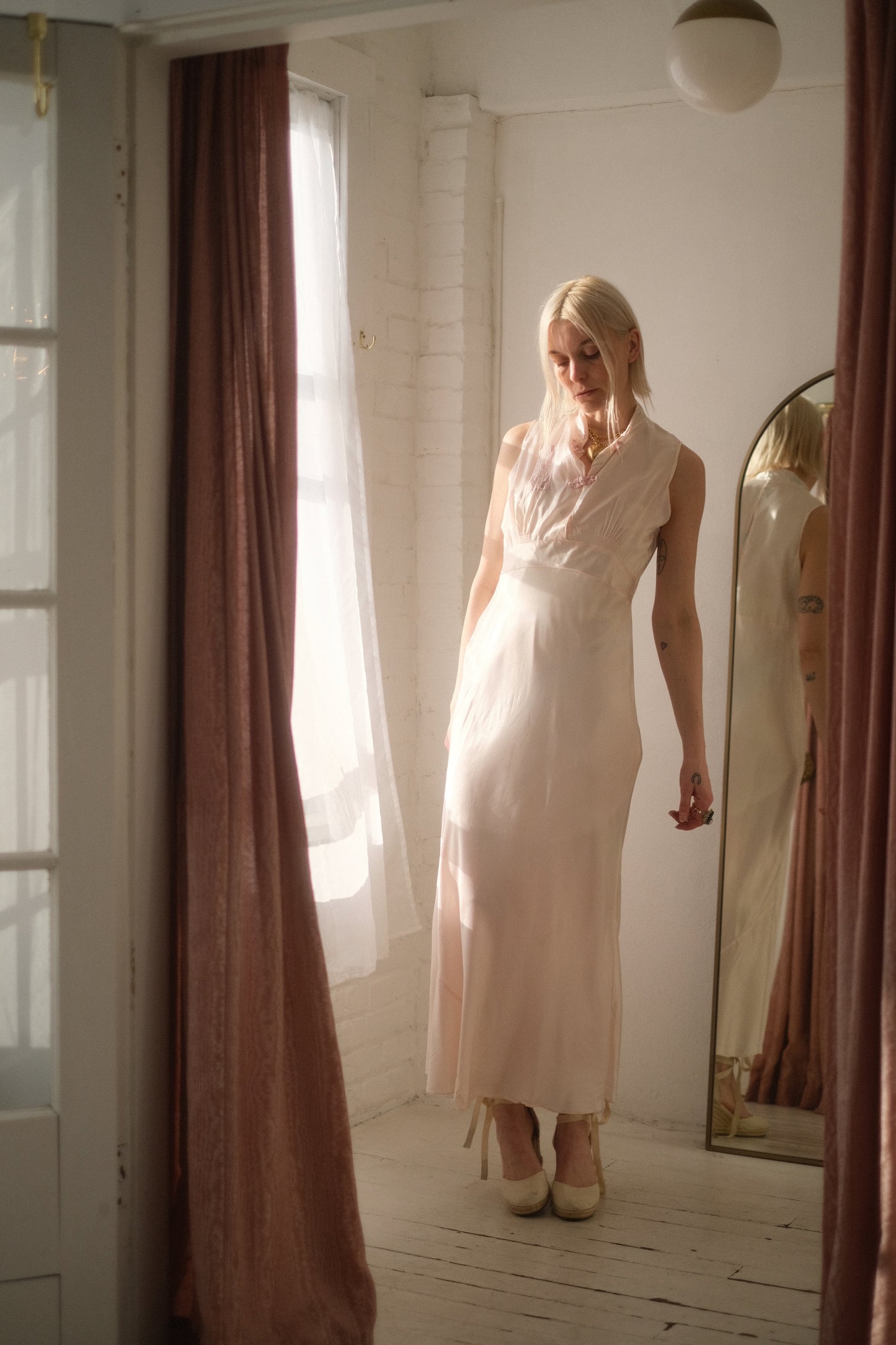 1940s Petal Satin Gown