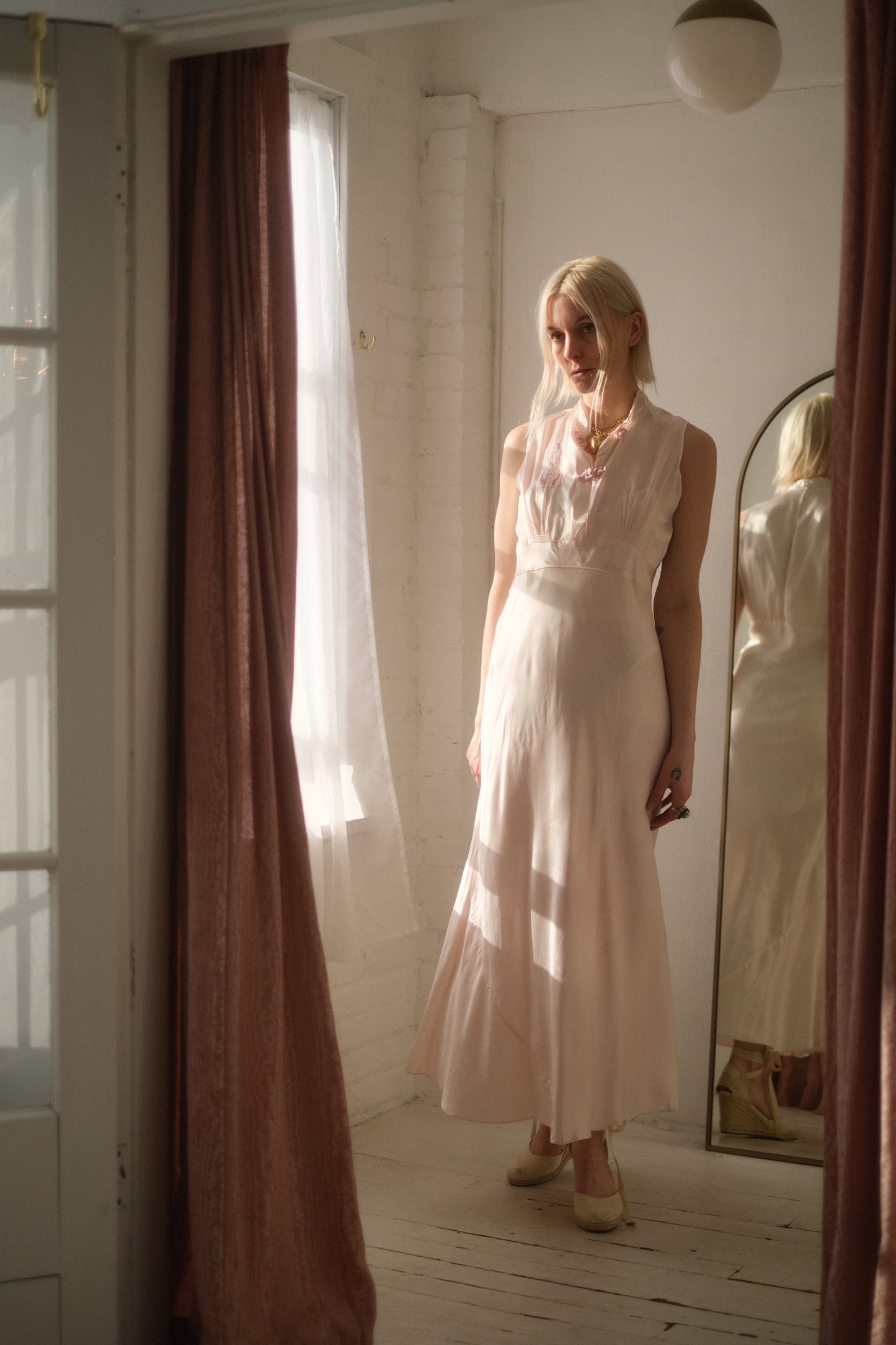 1940s Petal Satin Gown