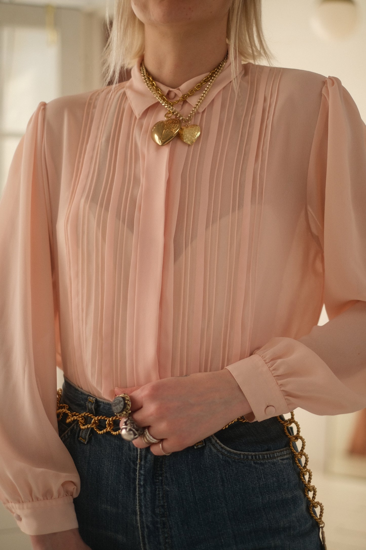 1970s Rose Tuxedo Blouse