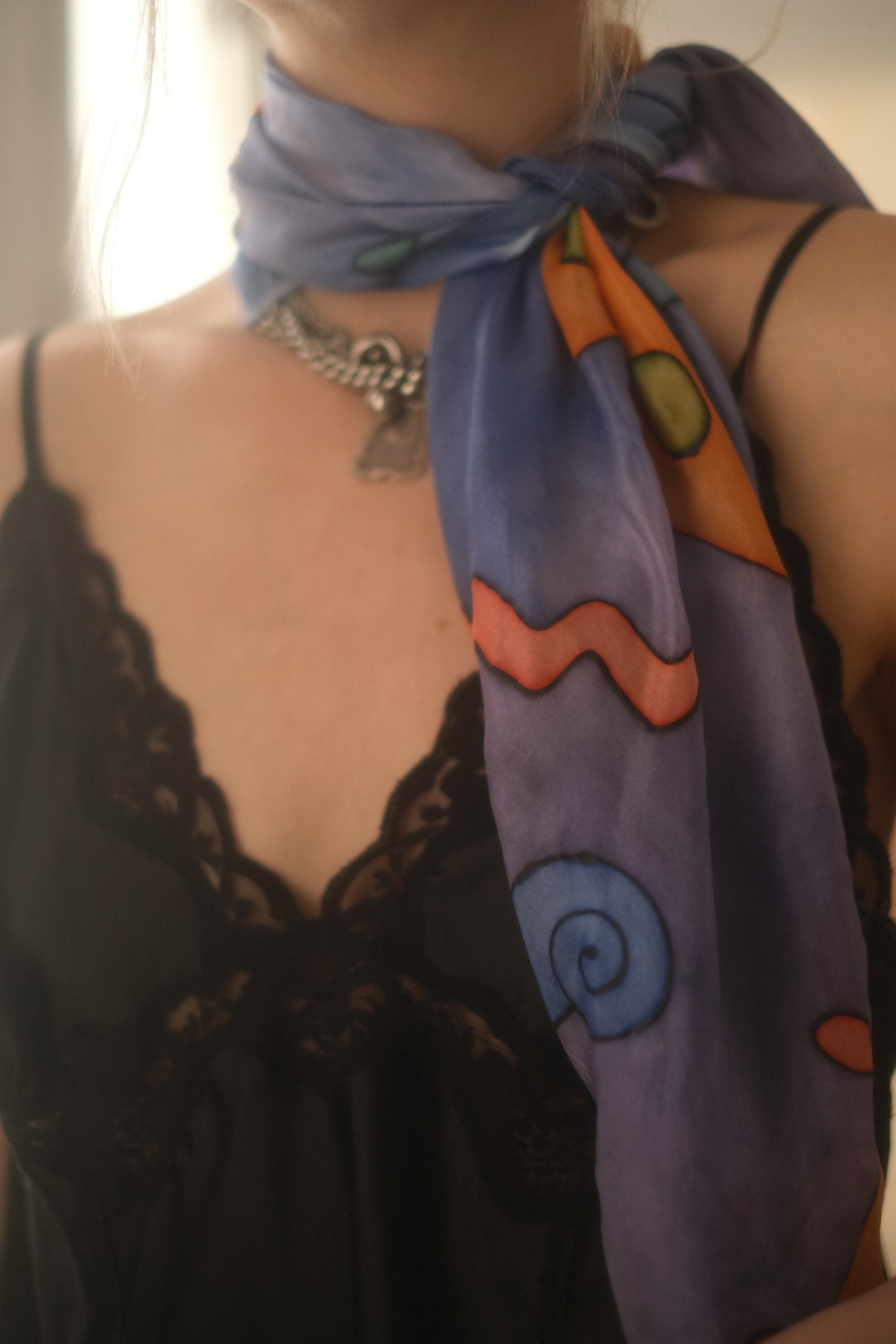 1990s Silk Pastel Scarf