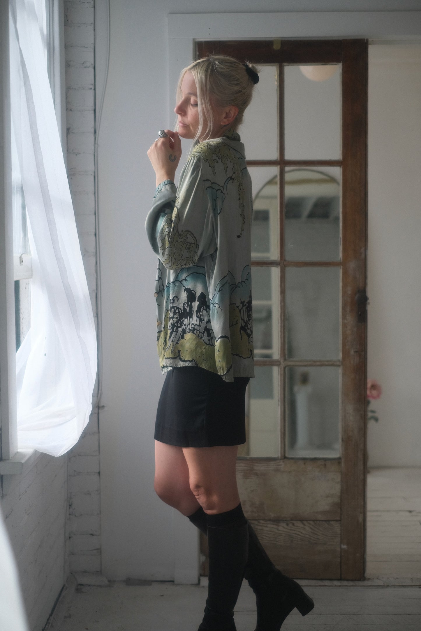 1990s Silk Art Blouse