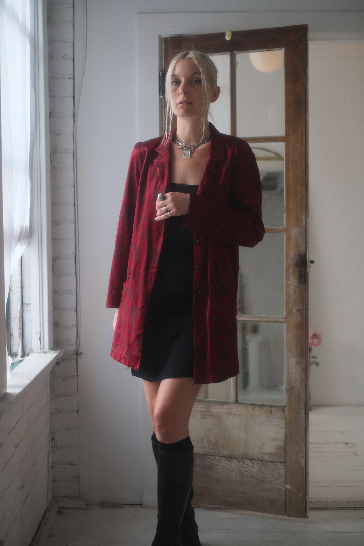 1990s Oxblood Satin Blazer