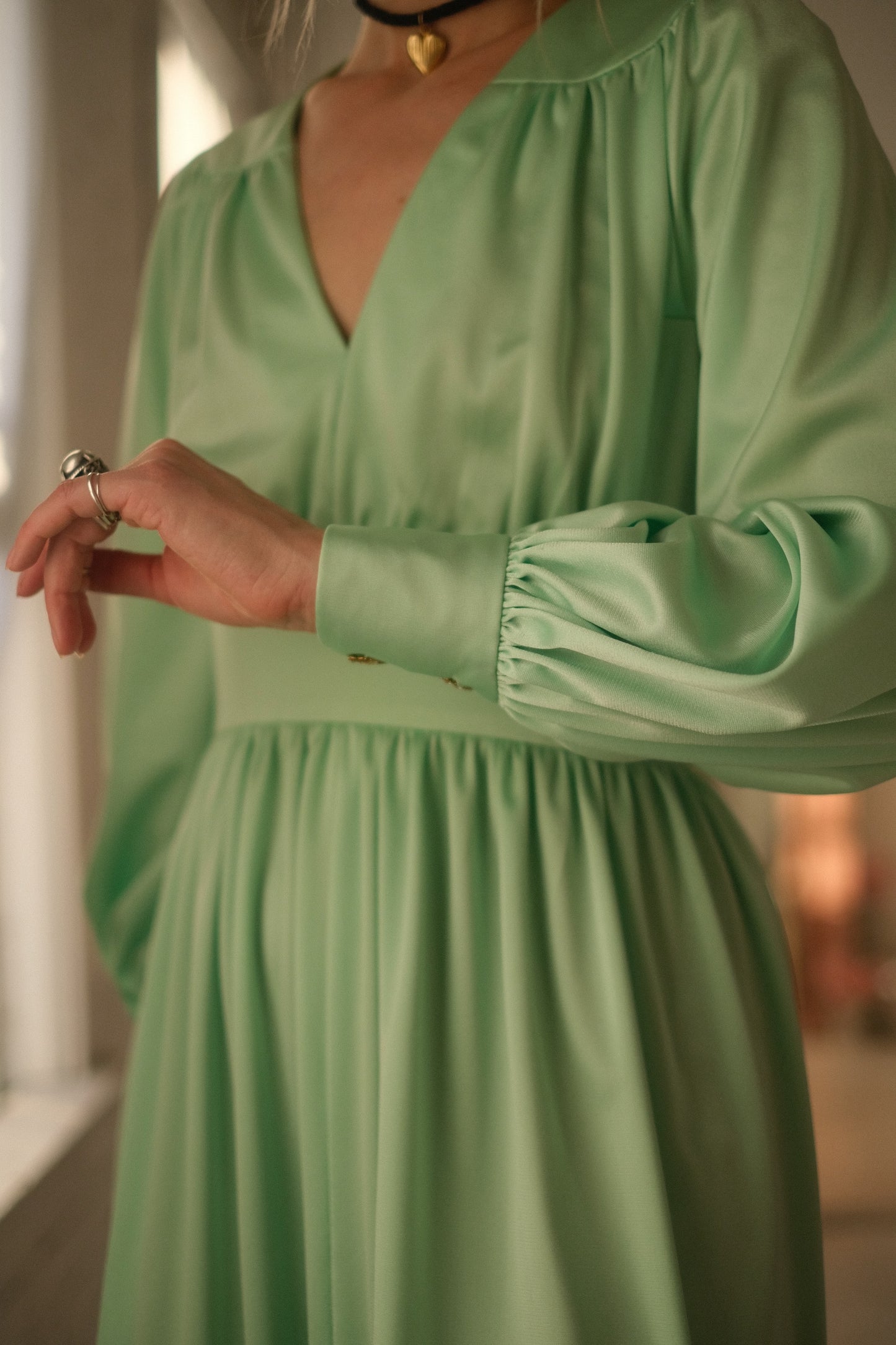 1970s Teal Gown