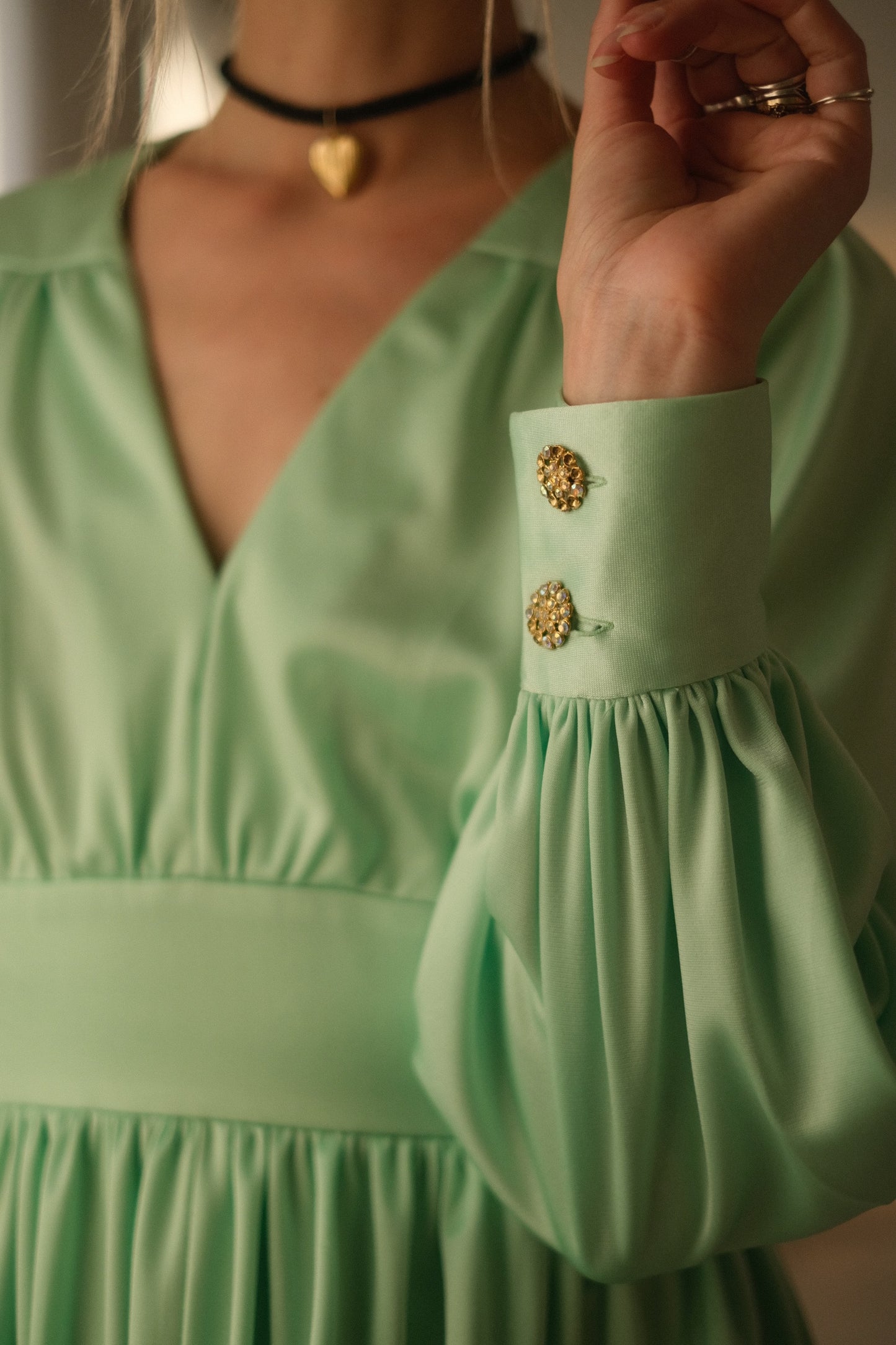 1970s Teal Gown