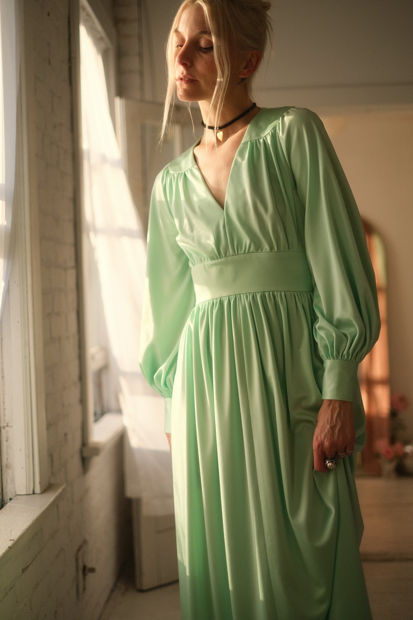 1970s Teal Gown