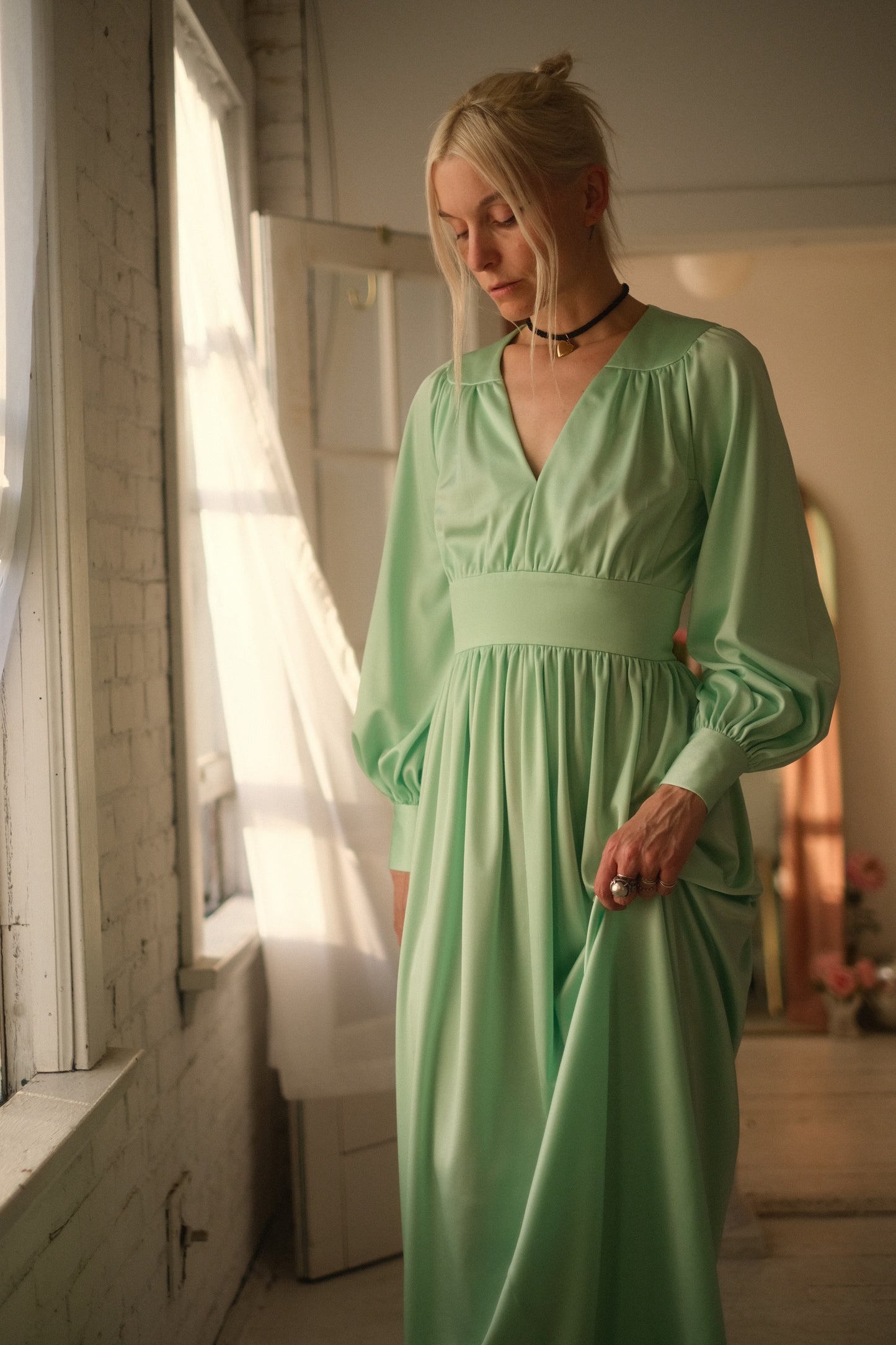 1970s Teal Gown