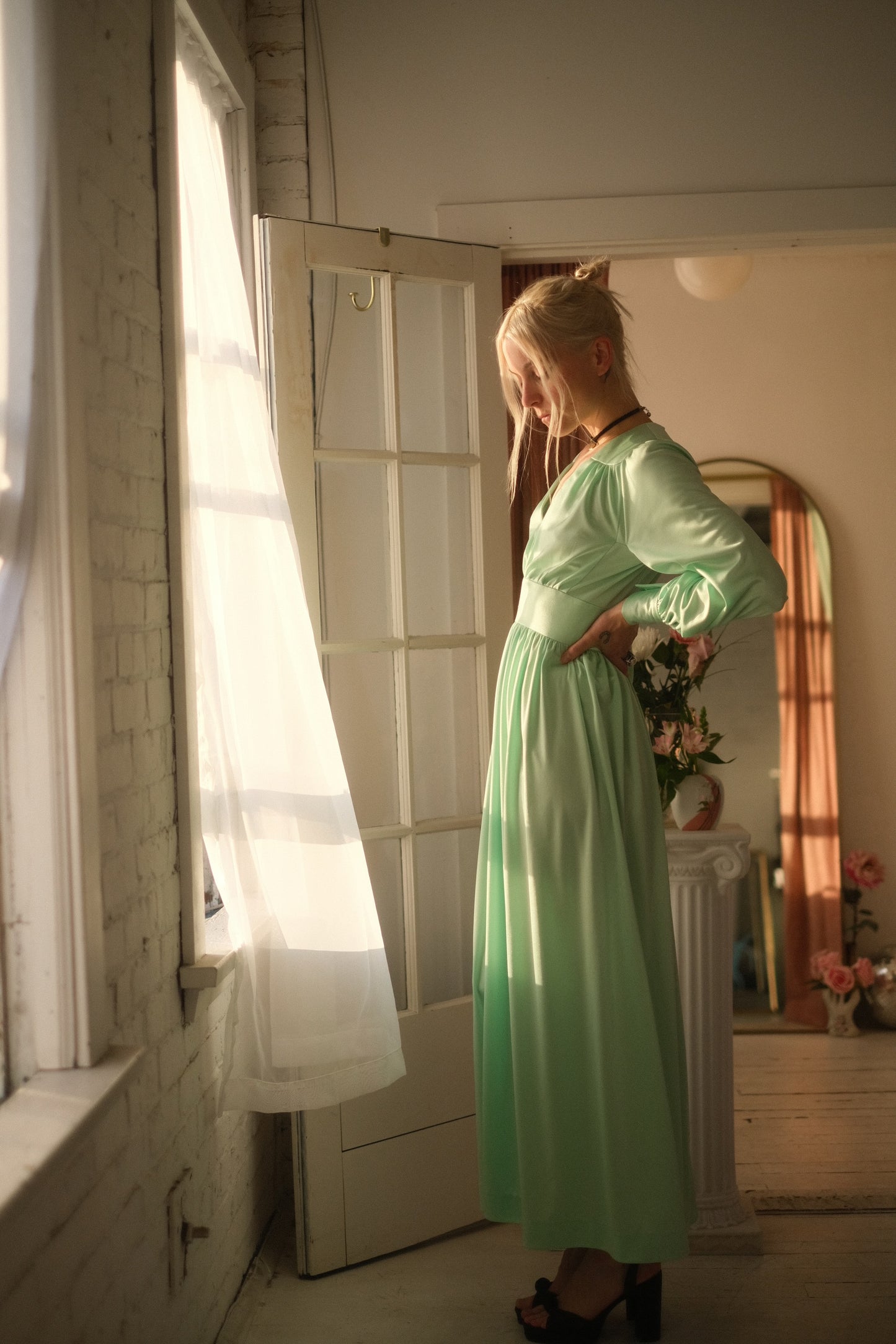 1970s Teal Gown