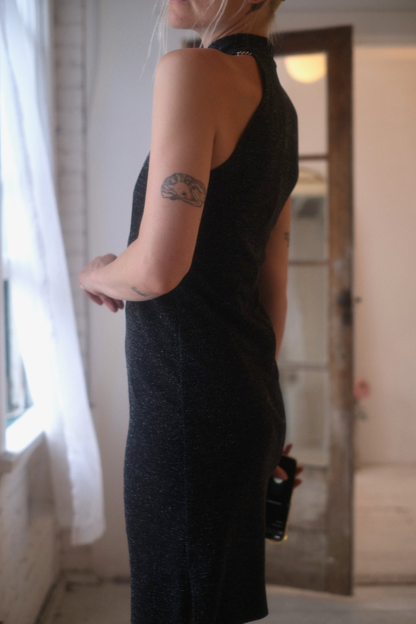 1990s Glitter Halter Dress