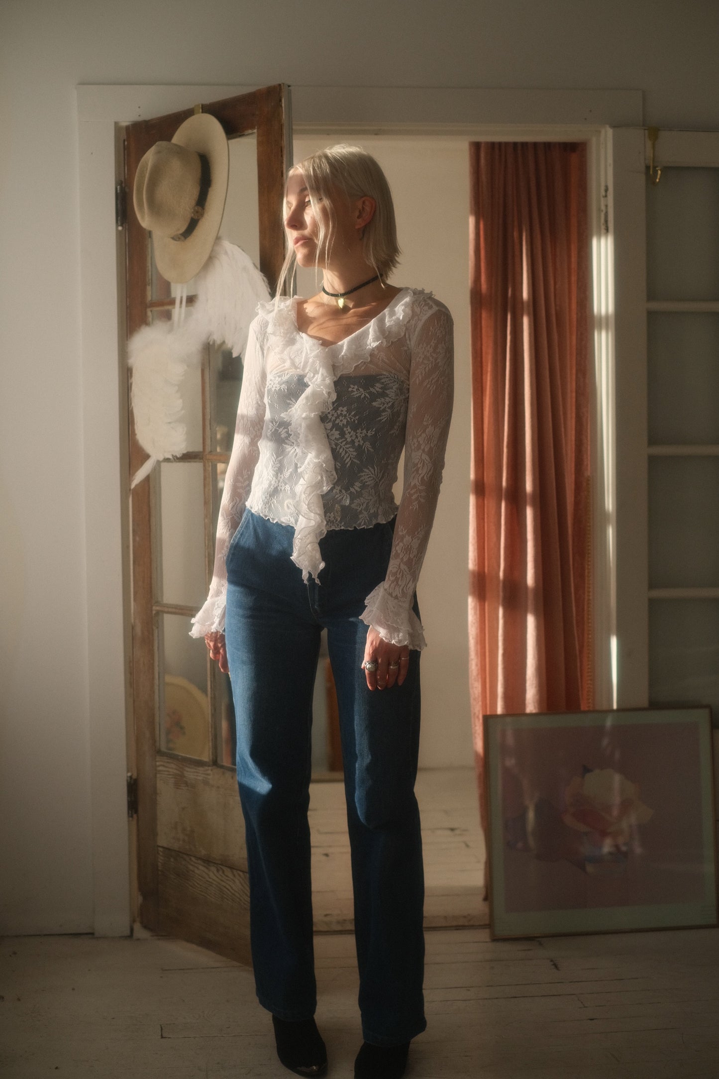2000s Lace Ruffle Top
