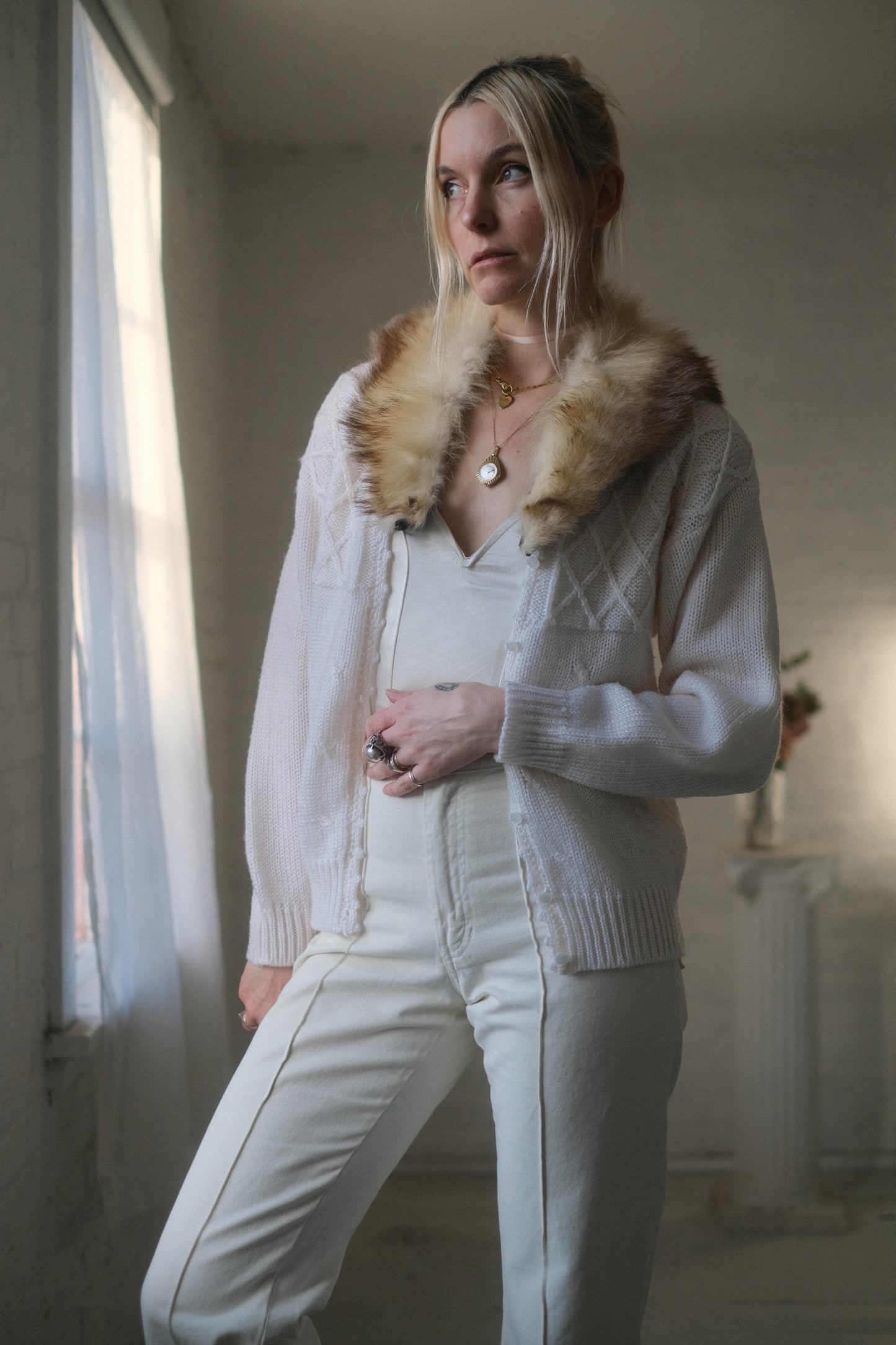 1960s Creme Fur Collar