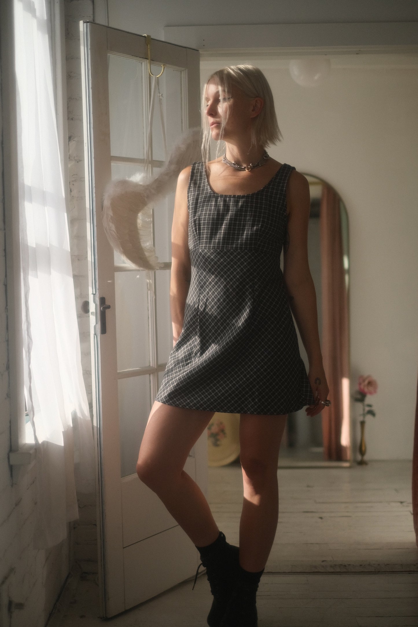 1990s Plaid Mini Dress