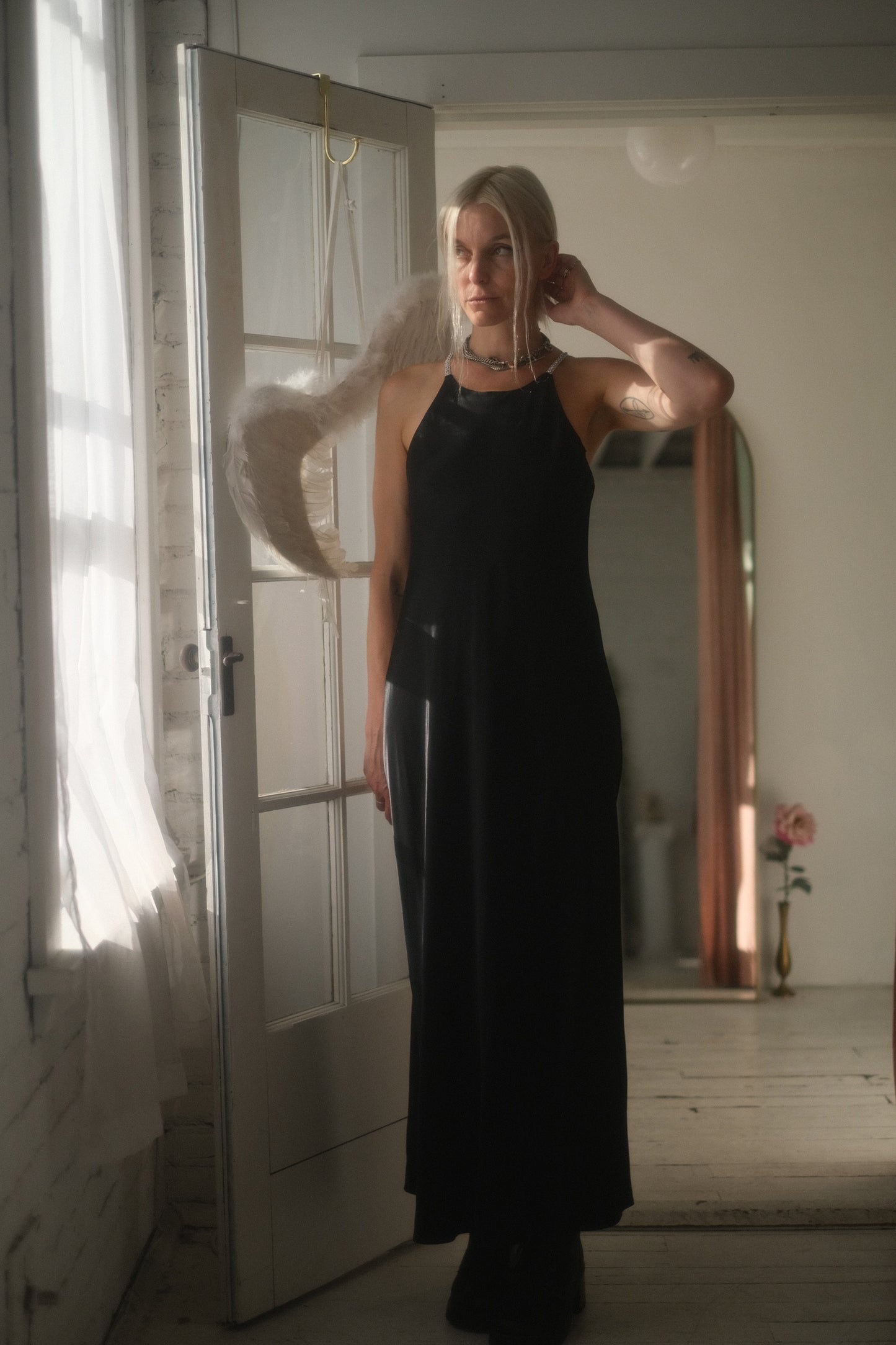 1990s Satin + Rhinestone Gown