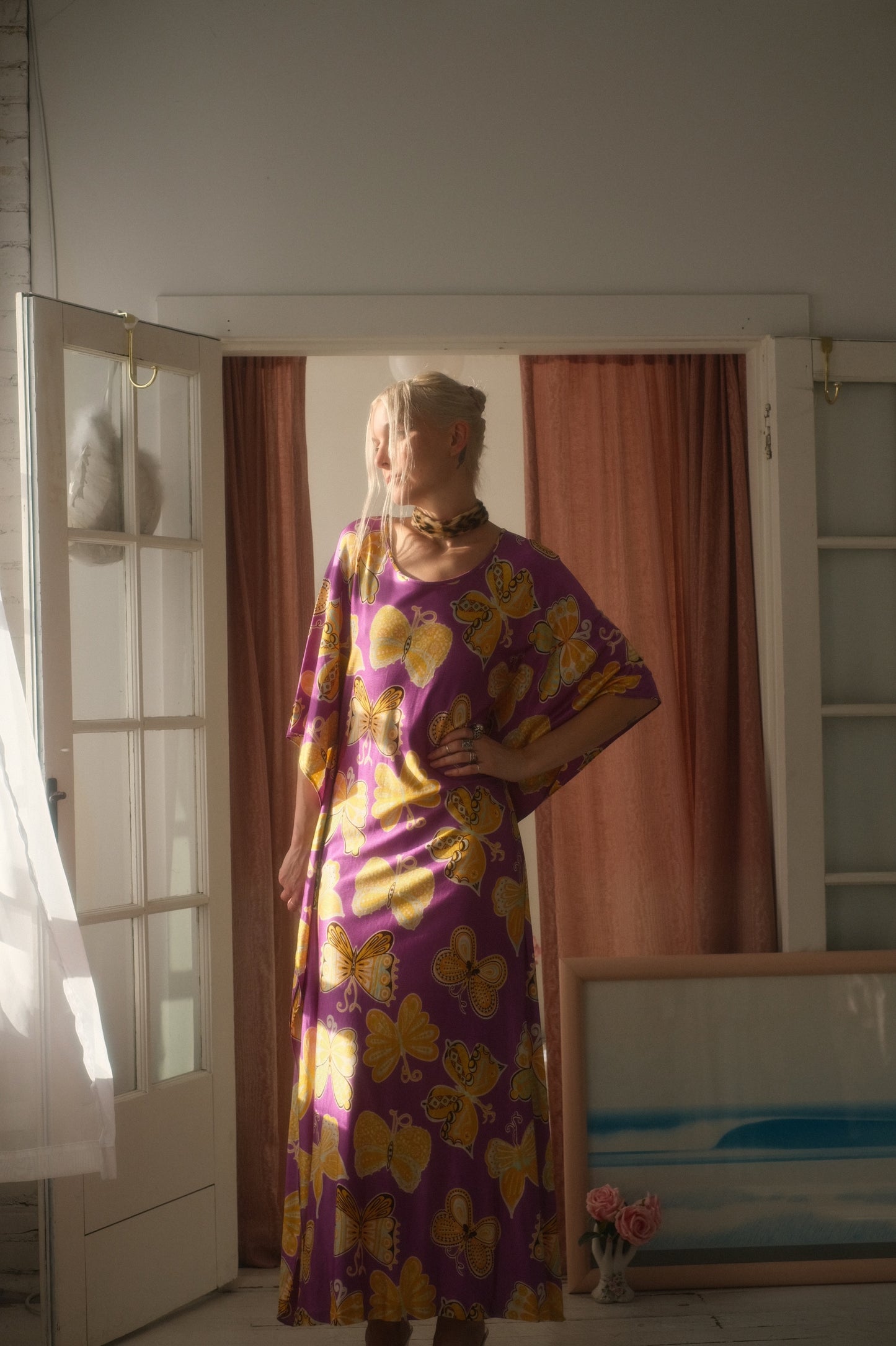 1970s Butterfly Kaftan Gown