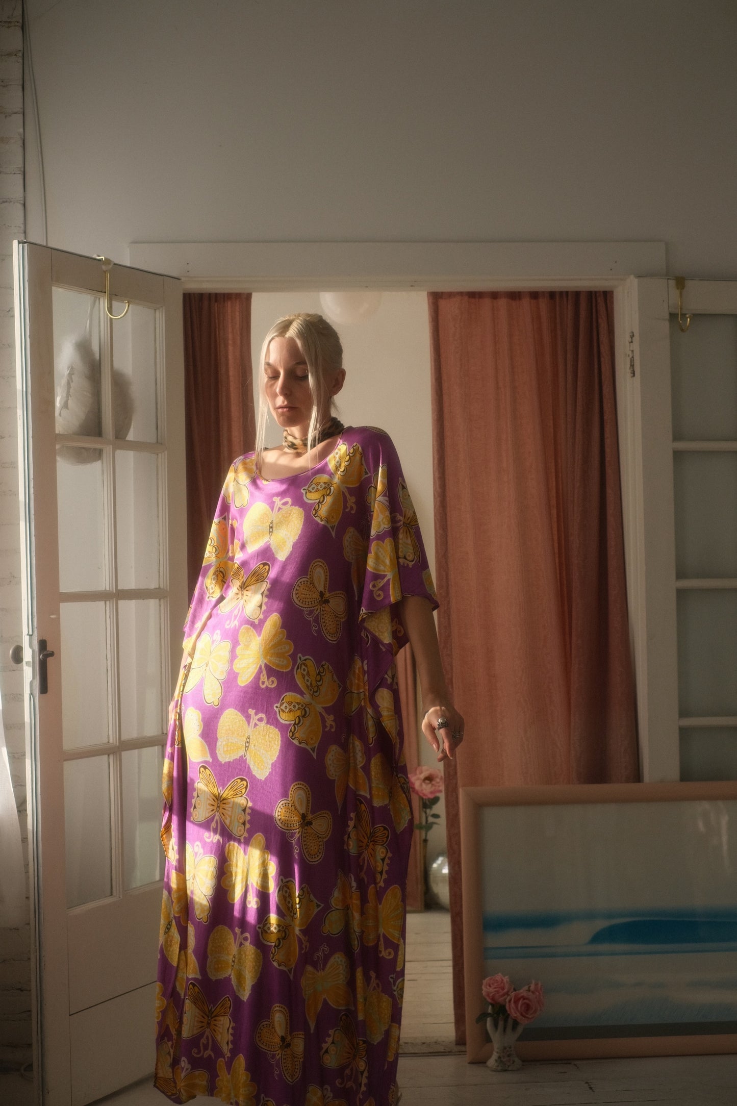1970s Butterfly Kaftan Gown