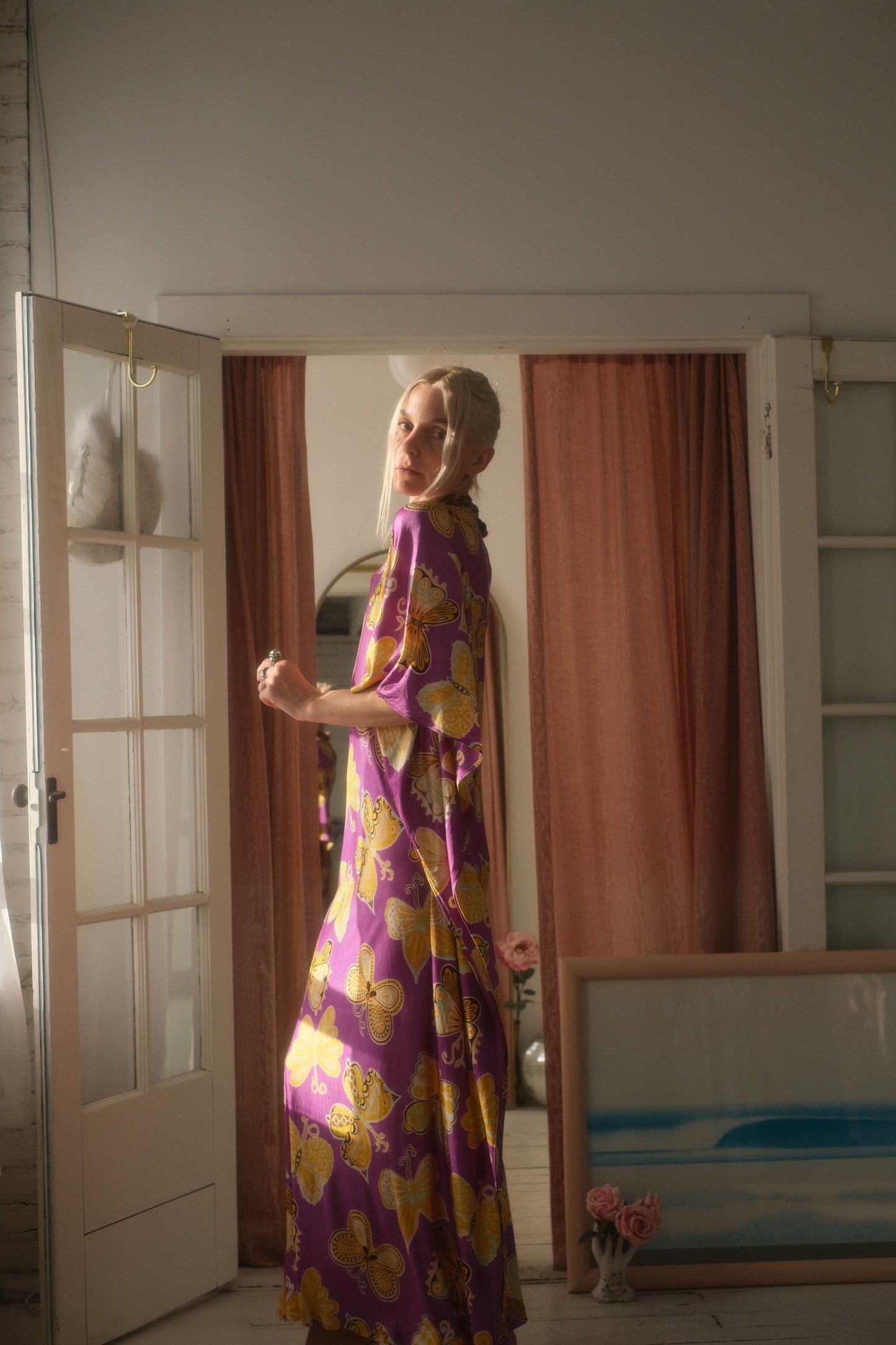 1970s Butterfly Kaftan Gown