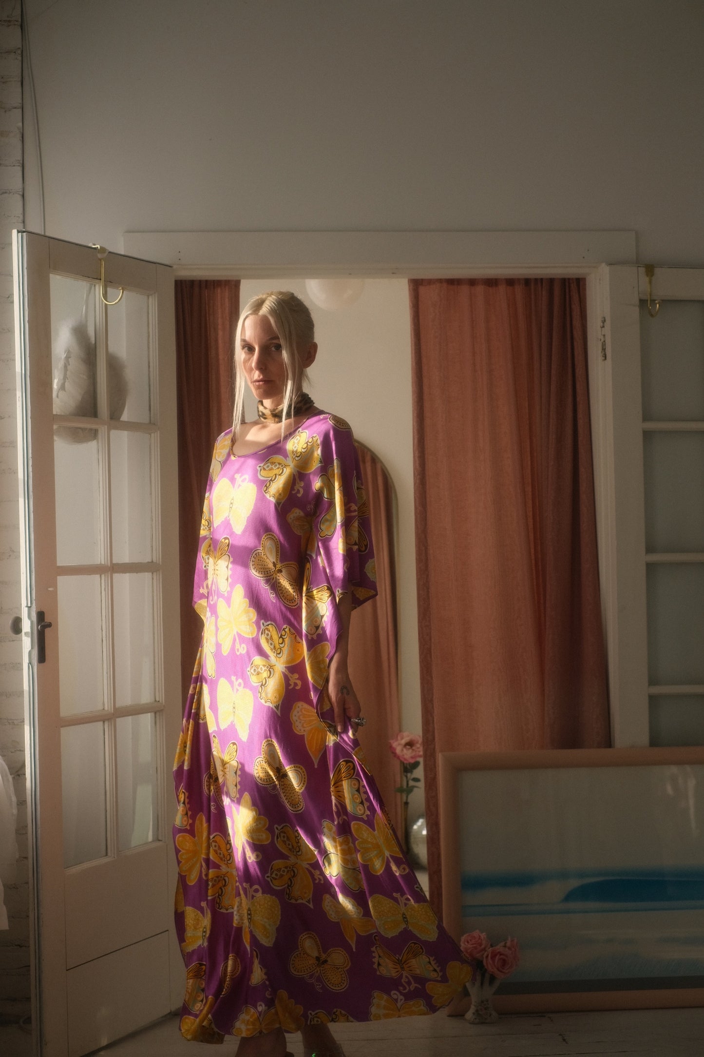 1970s Butterfly Kaftan Gown