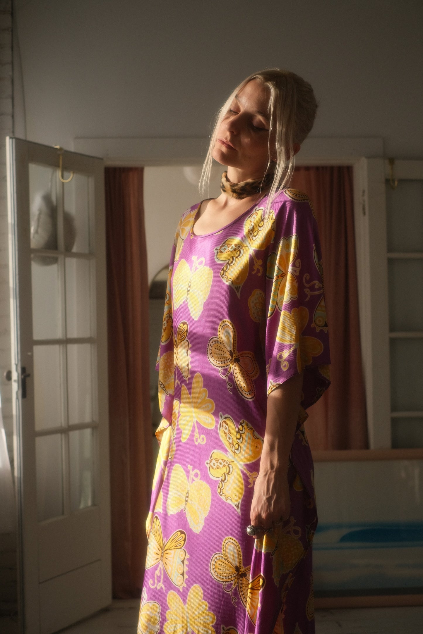 1970s Butterfly Kaftan Gown