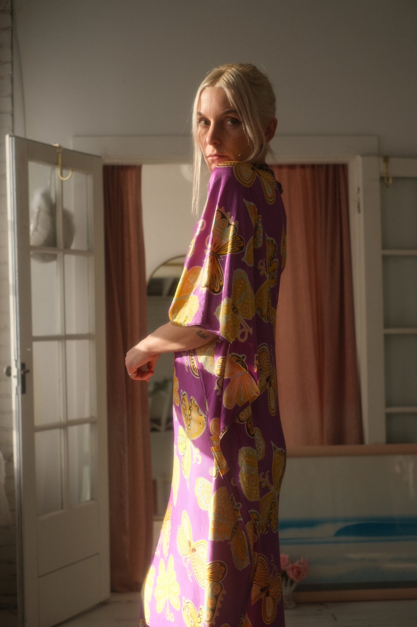 1970s Butterfly Kaftan Gown