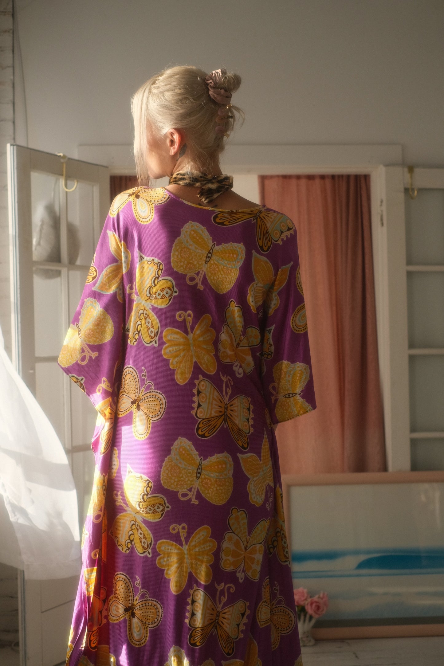 1970s Butterfly Kaftan Gown