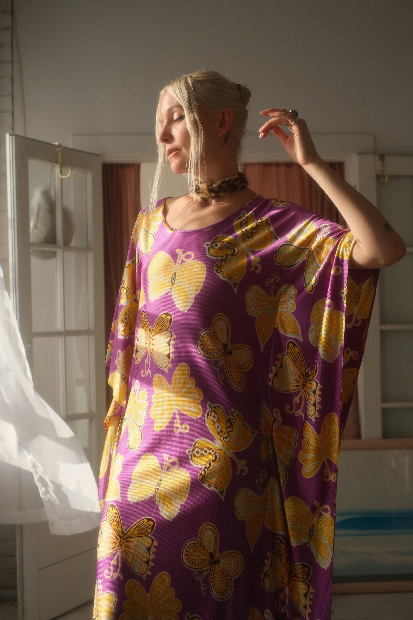 1970s Butterfly Kaftan Gown