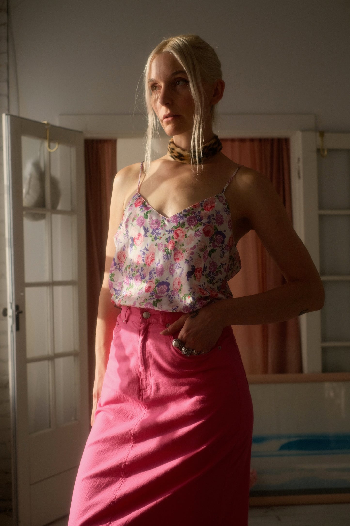 2000s Fuschia Linen Cotton Skirt