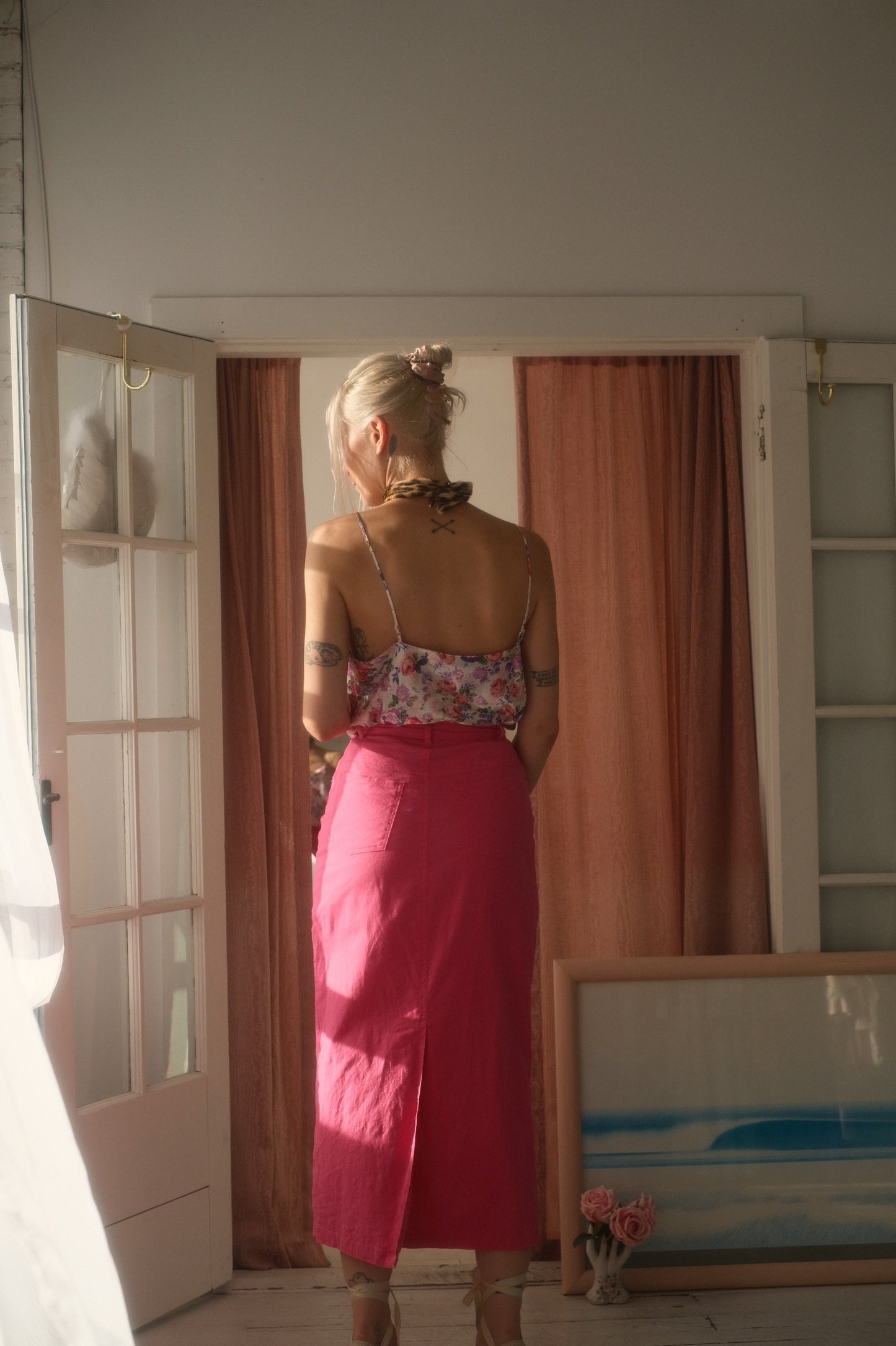 2000s Fuschia Linen Cotton Skirt