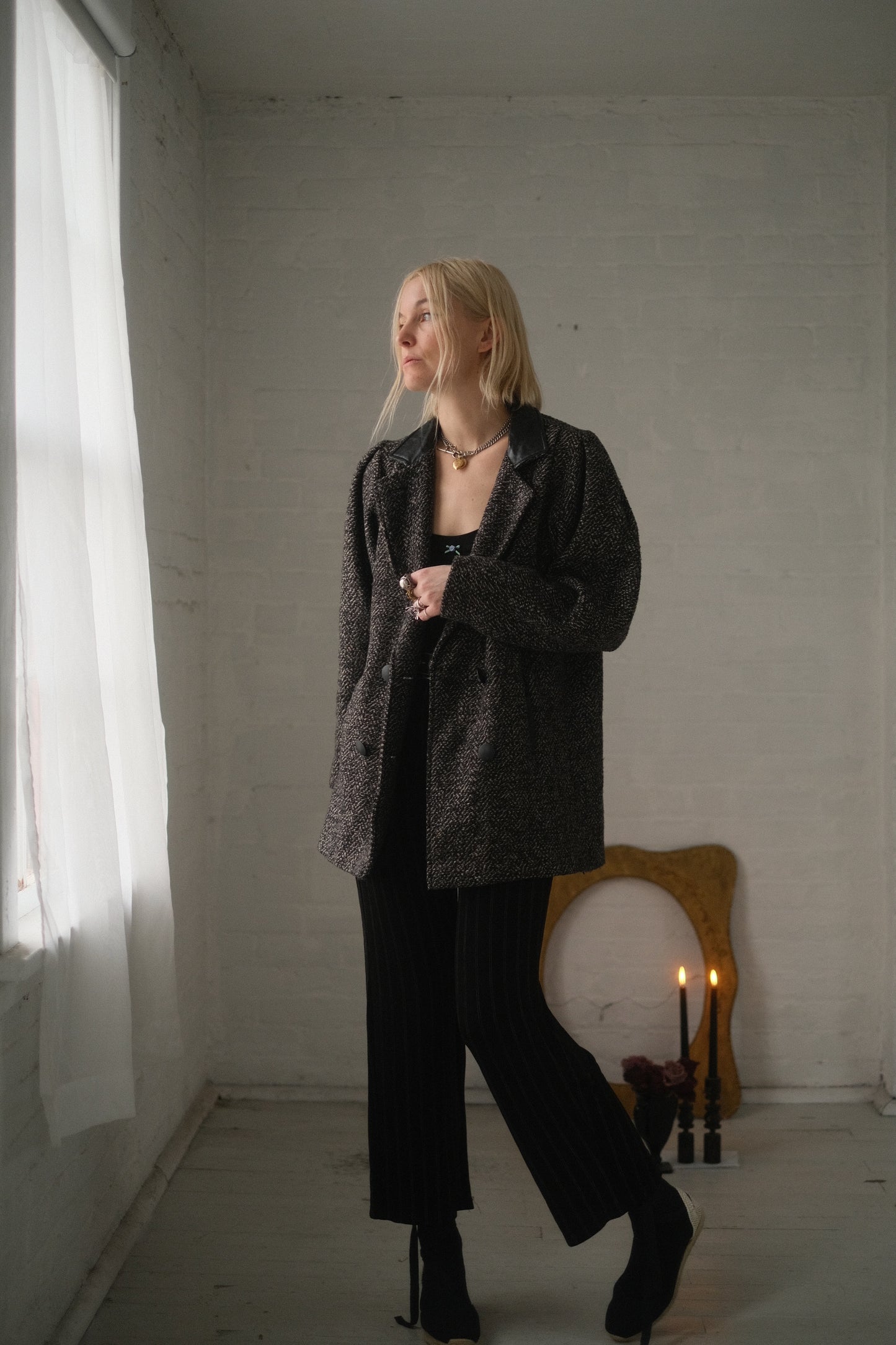 1980s Puff Sleeve Wool Coat