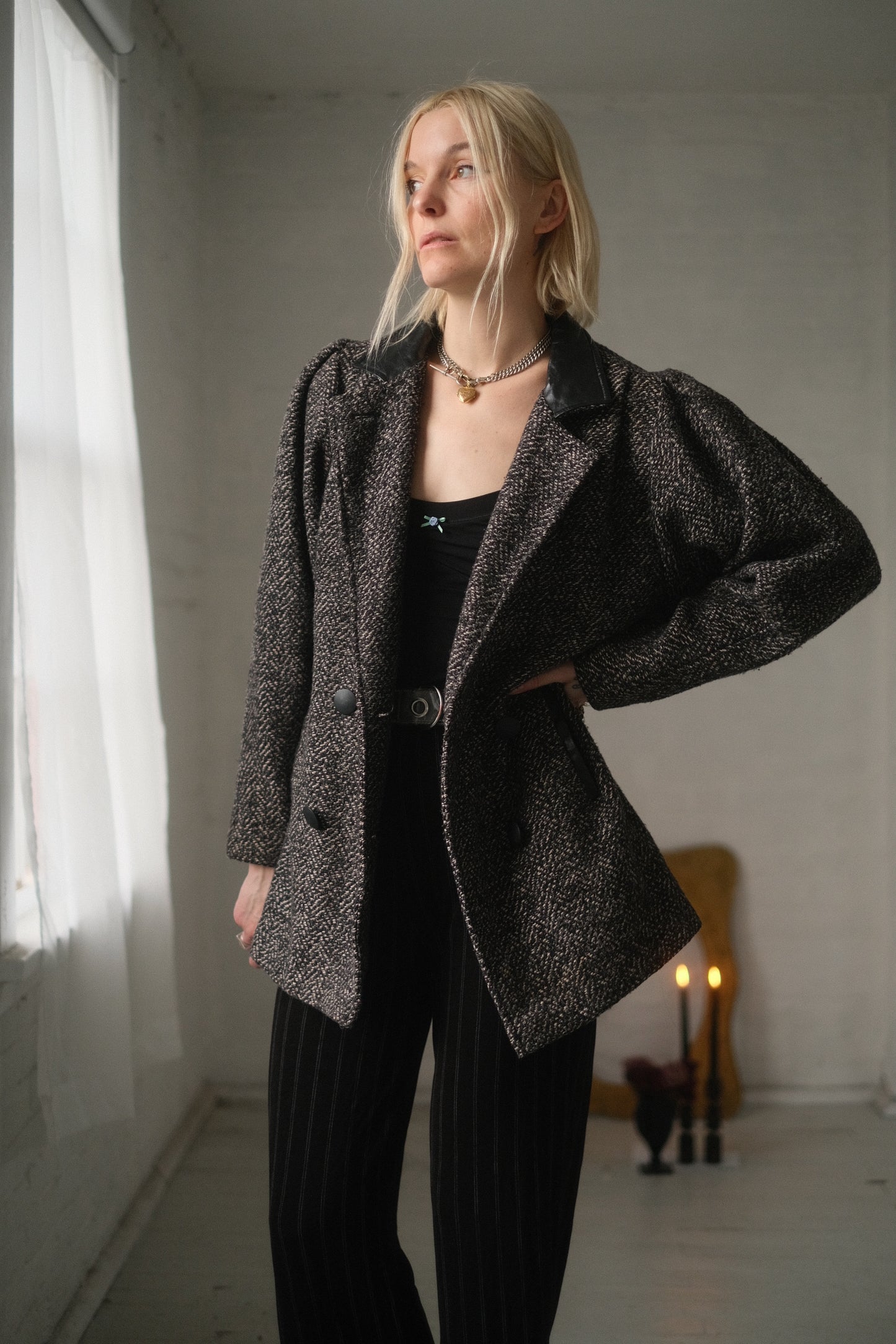 1980s Puff Sleeve Wool Coat