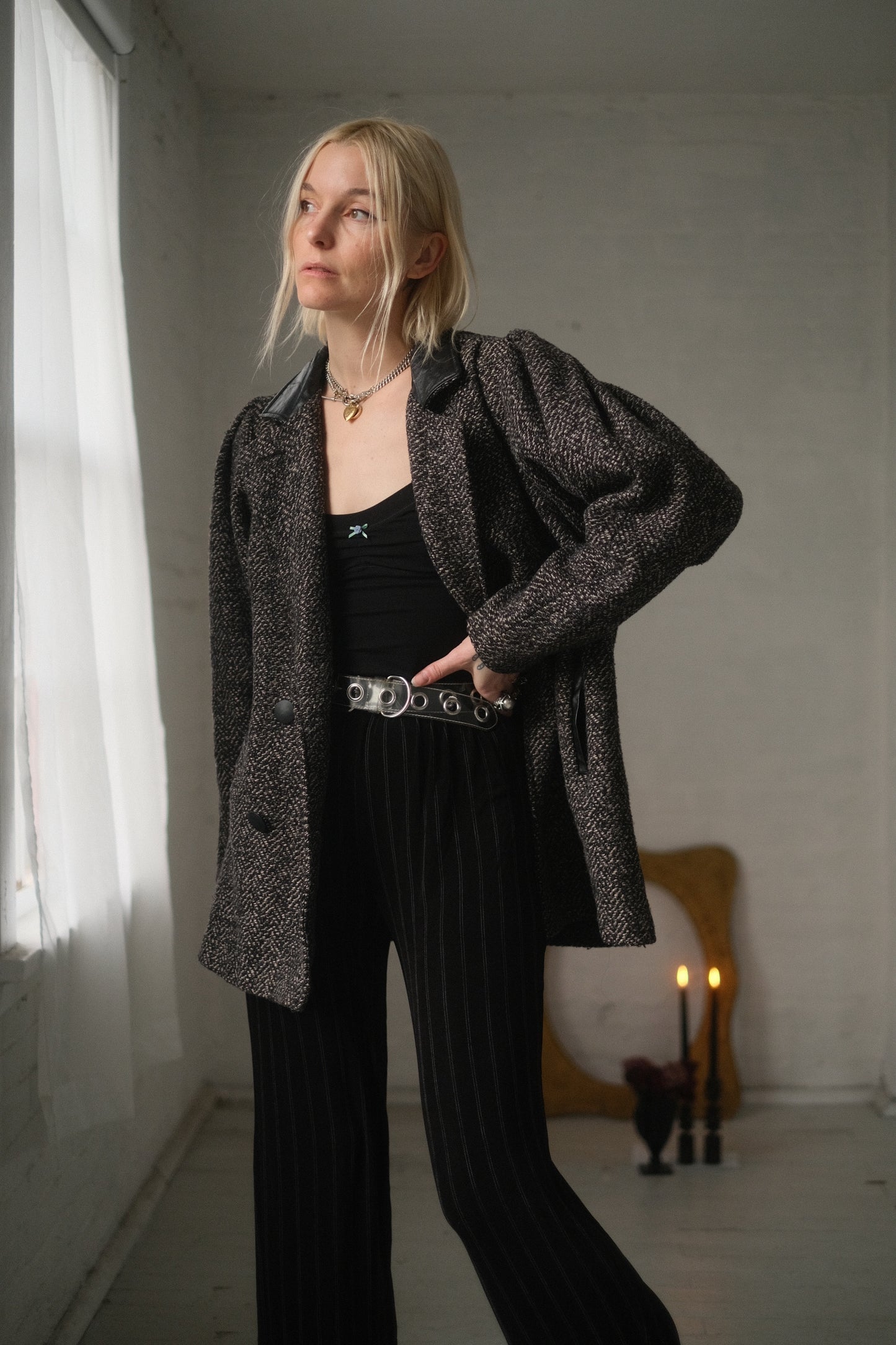 1980s Puff Sleeve Wool Coat