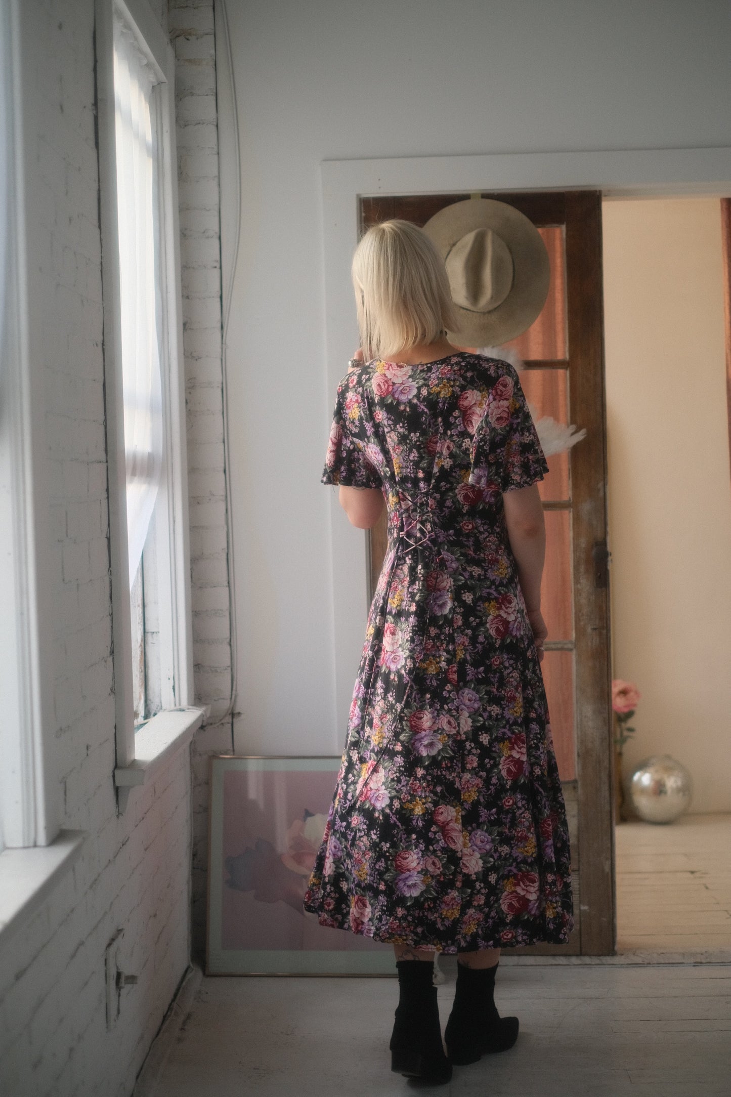 1980s Rose + Lace Dress