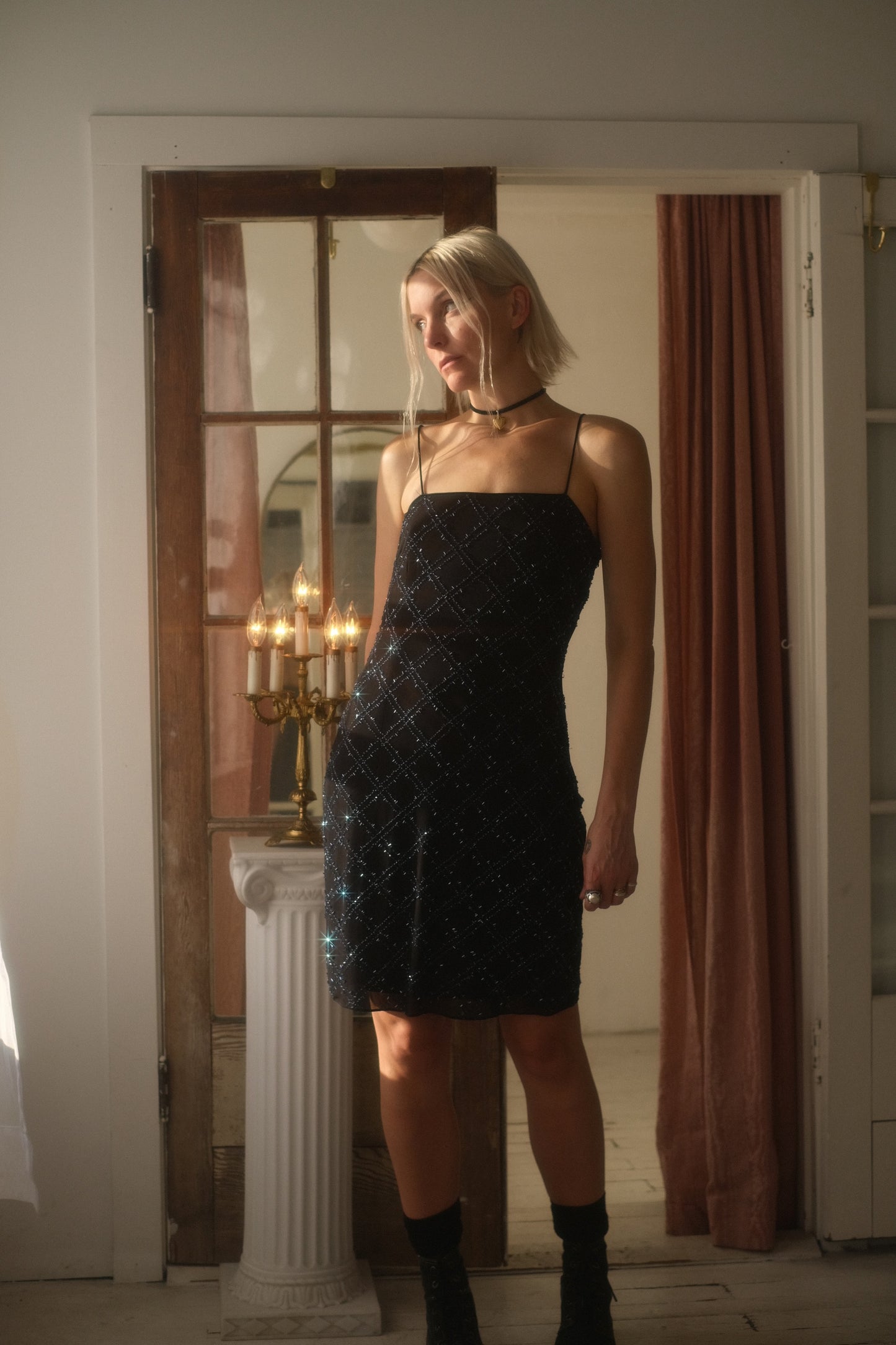 2000s Beaded Mesh Dress