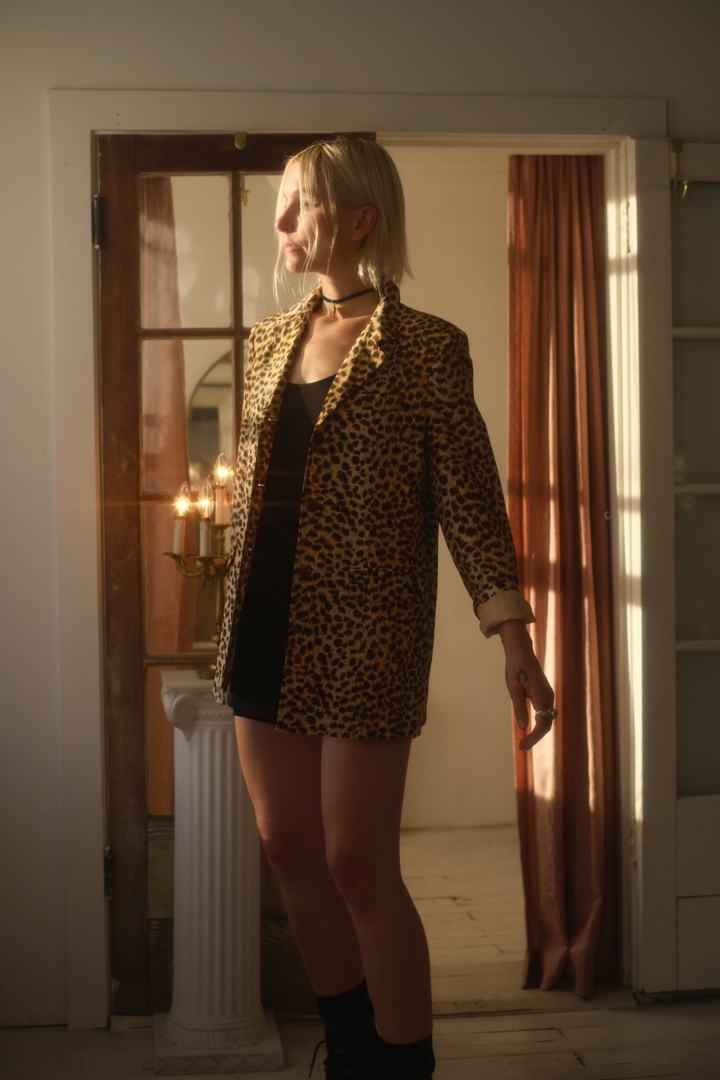 2000s Silk Cheetah Blazer