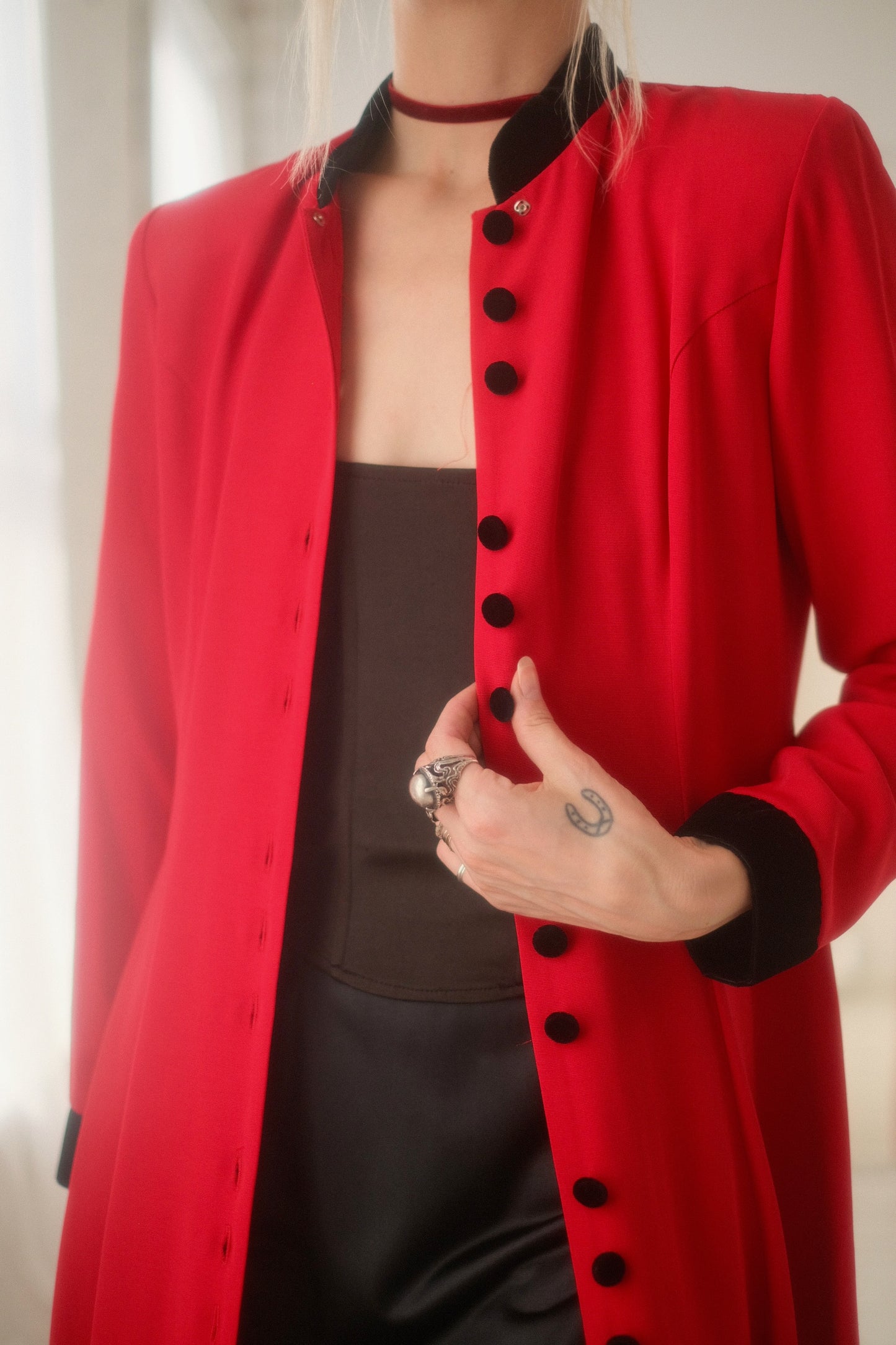 1980s Crimson + Velvet Jacket / Dress