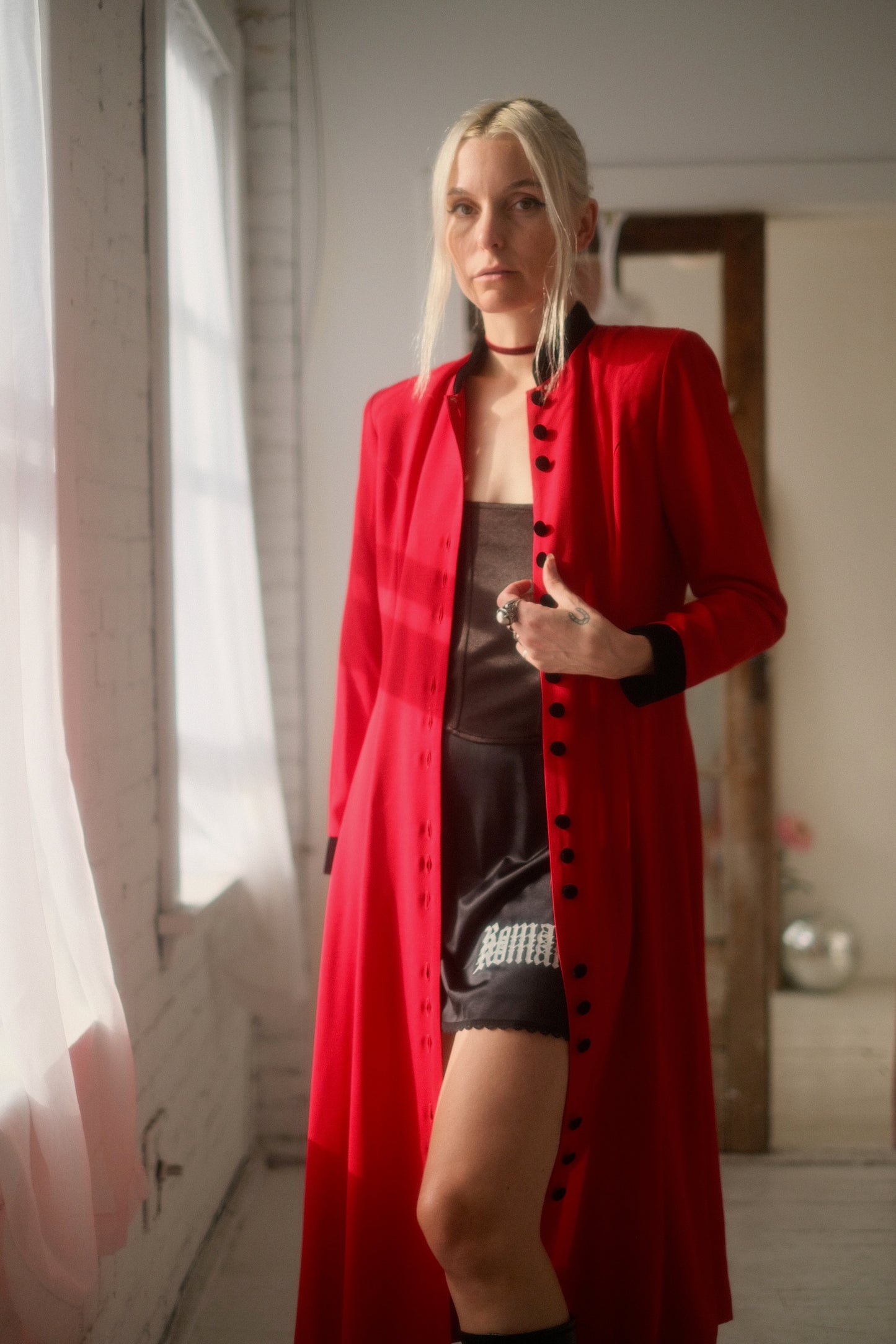 1980s Crimson + Velvet Jacket / Dress