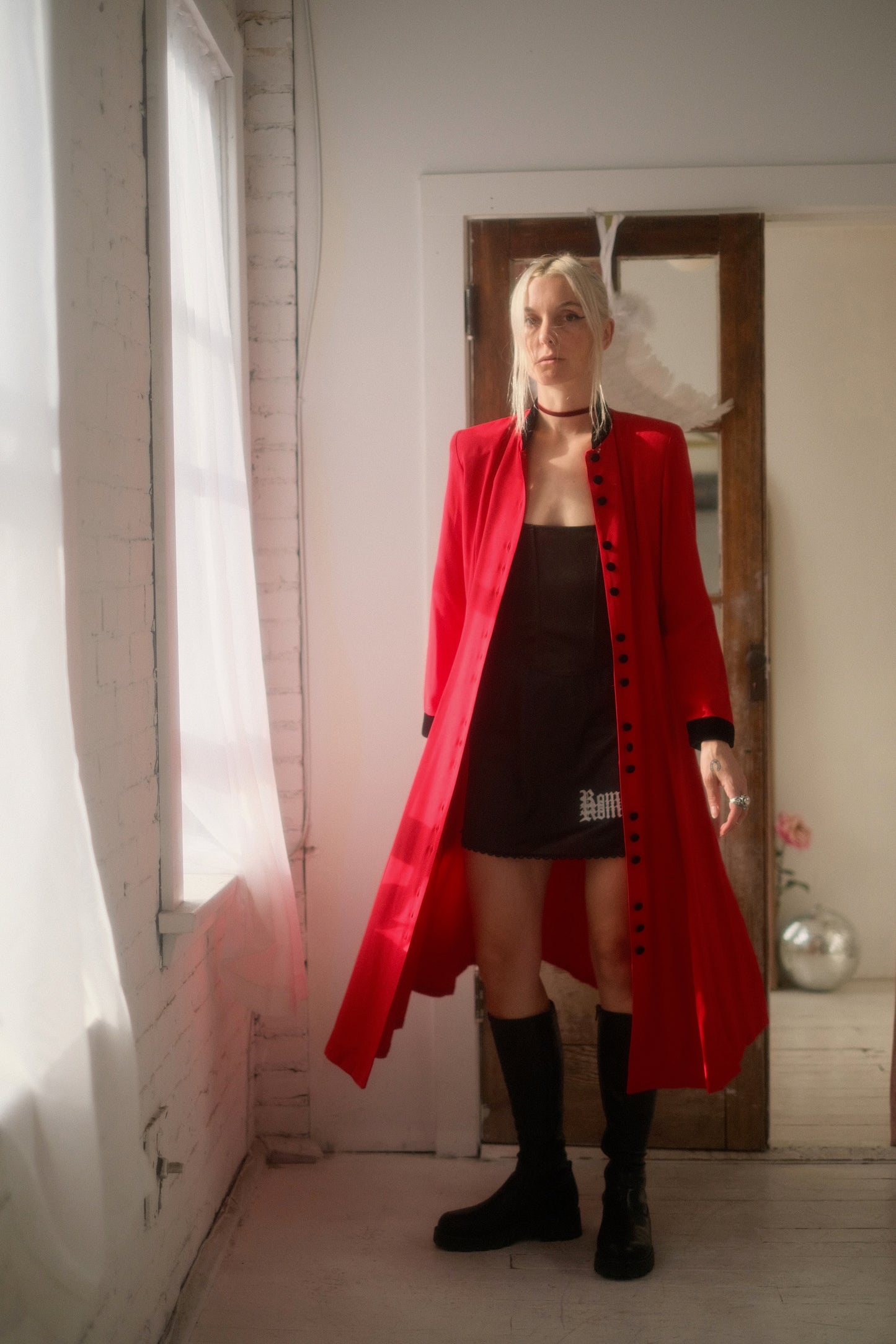 1980s Crimson + Velvet Jacket / Dress