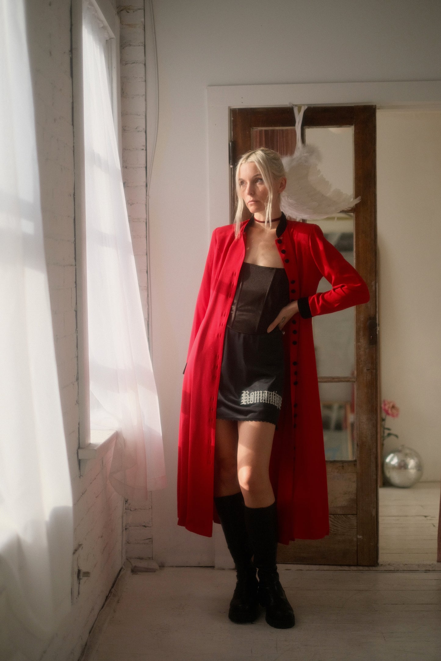 1980s Crimson + Velvet Jacket / Dress