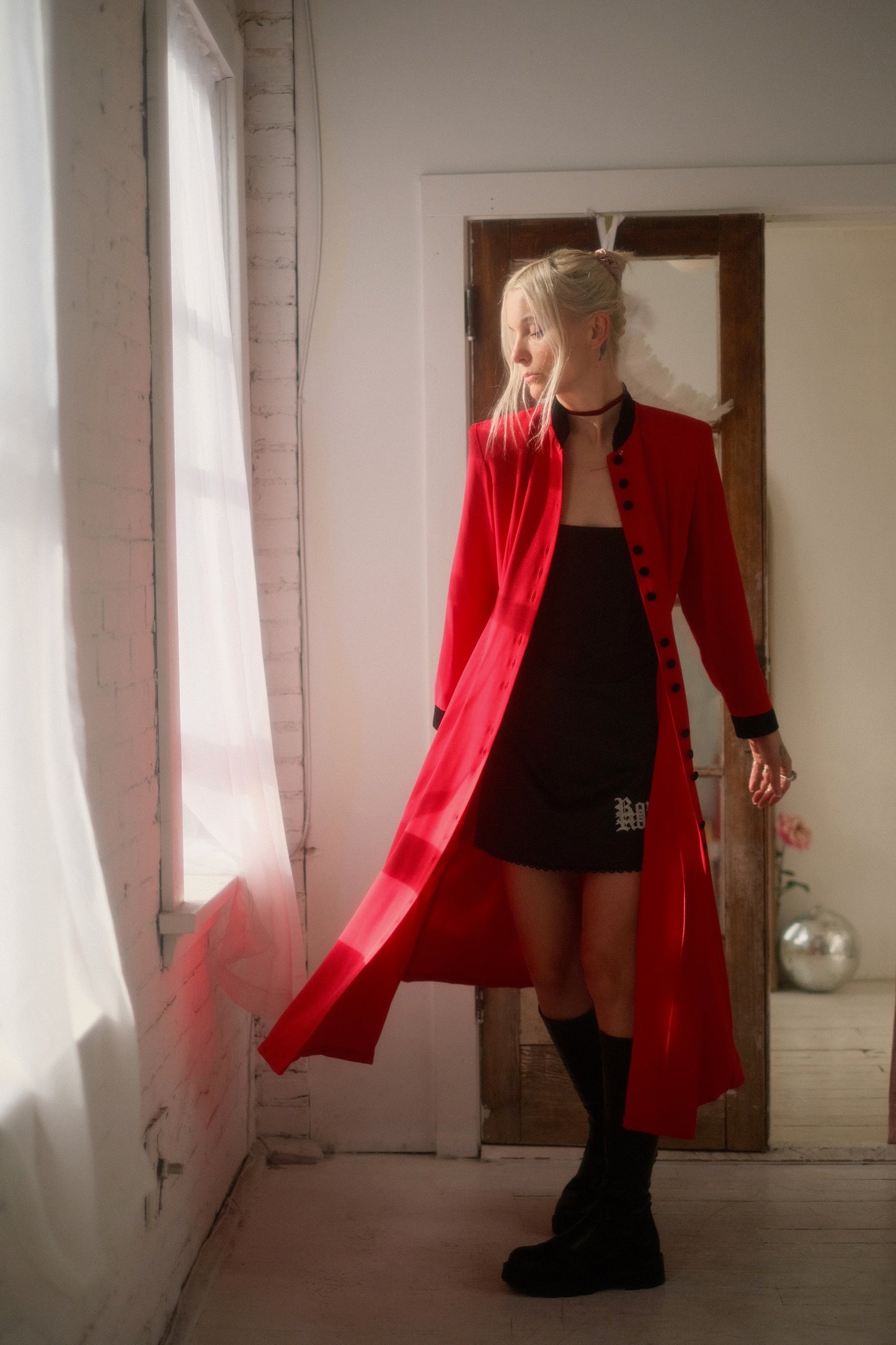 1980s Crimson + Velvet Jacket / Dress