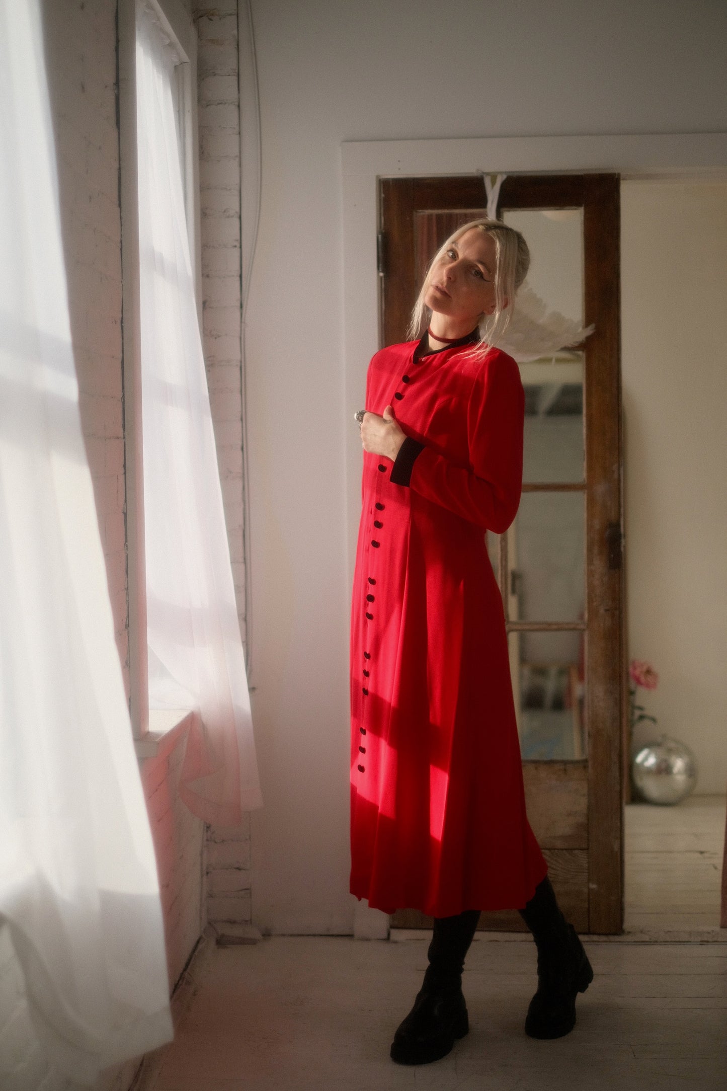 1980s Crimson + Velvet Jacket / Dress