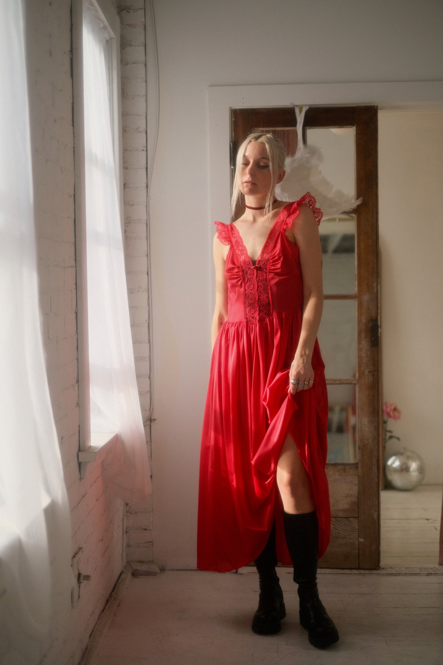 1980s Rose Lounge Gown