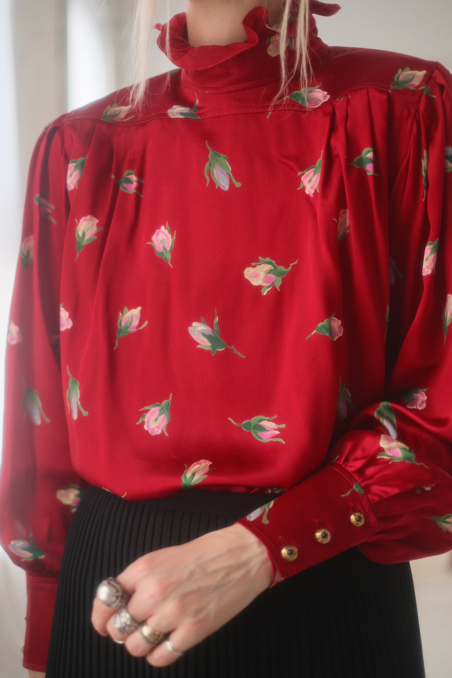 1980s Ungaro Silk Rose Blouse