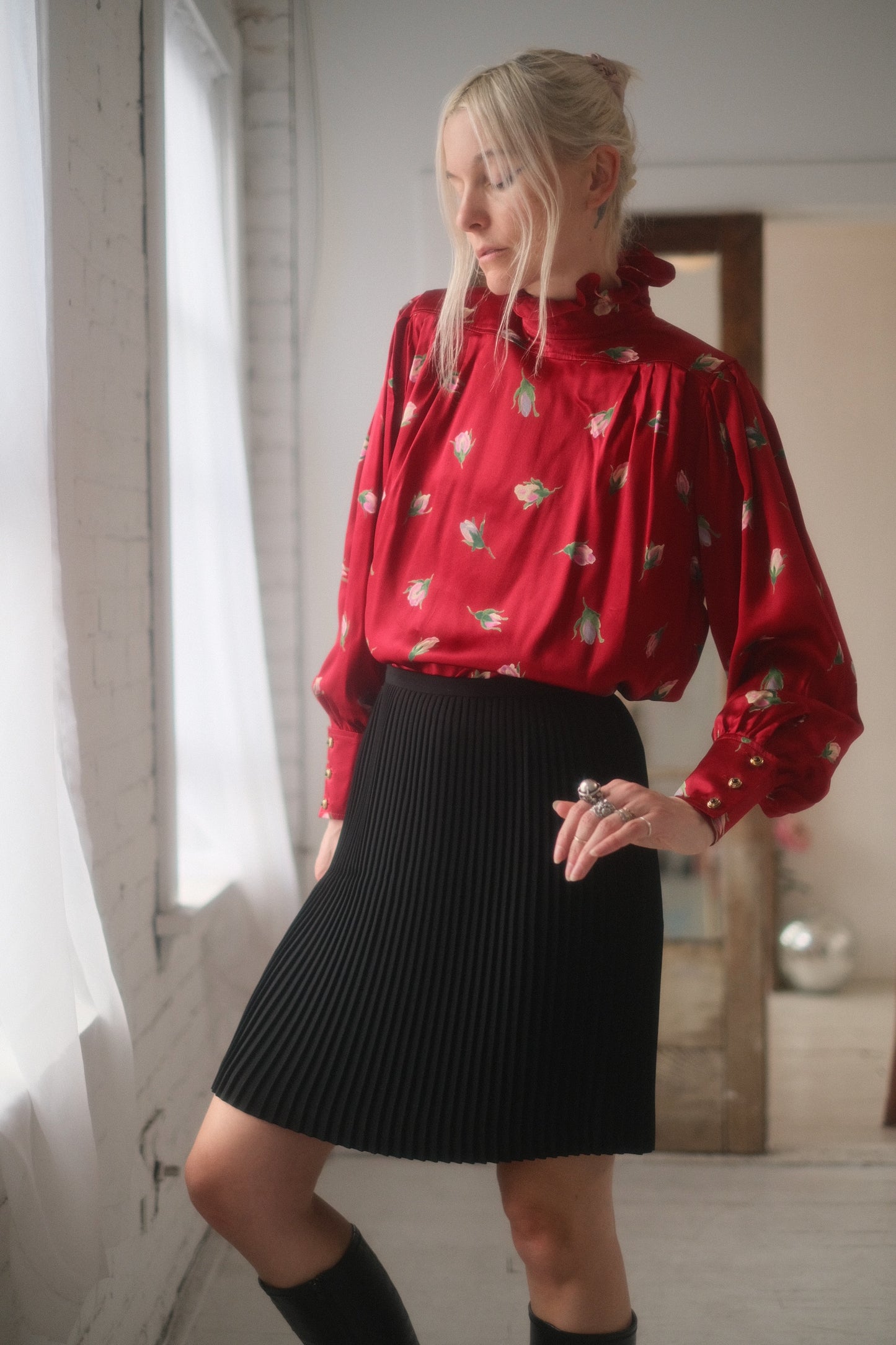 1980s Ungaro Silk Rose Blouse