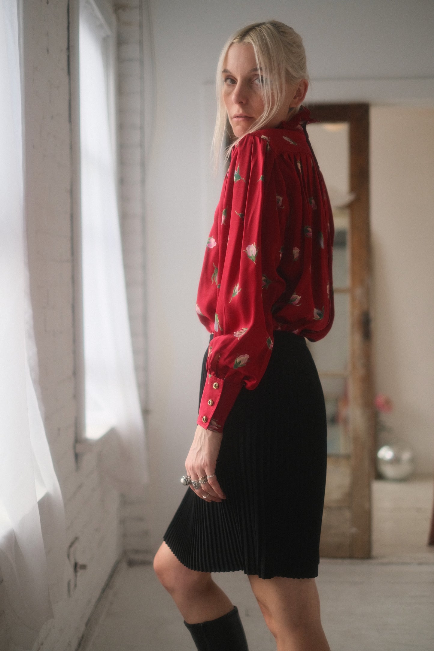 1980s Ungaro Silk Rose Blouse