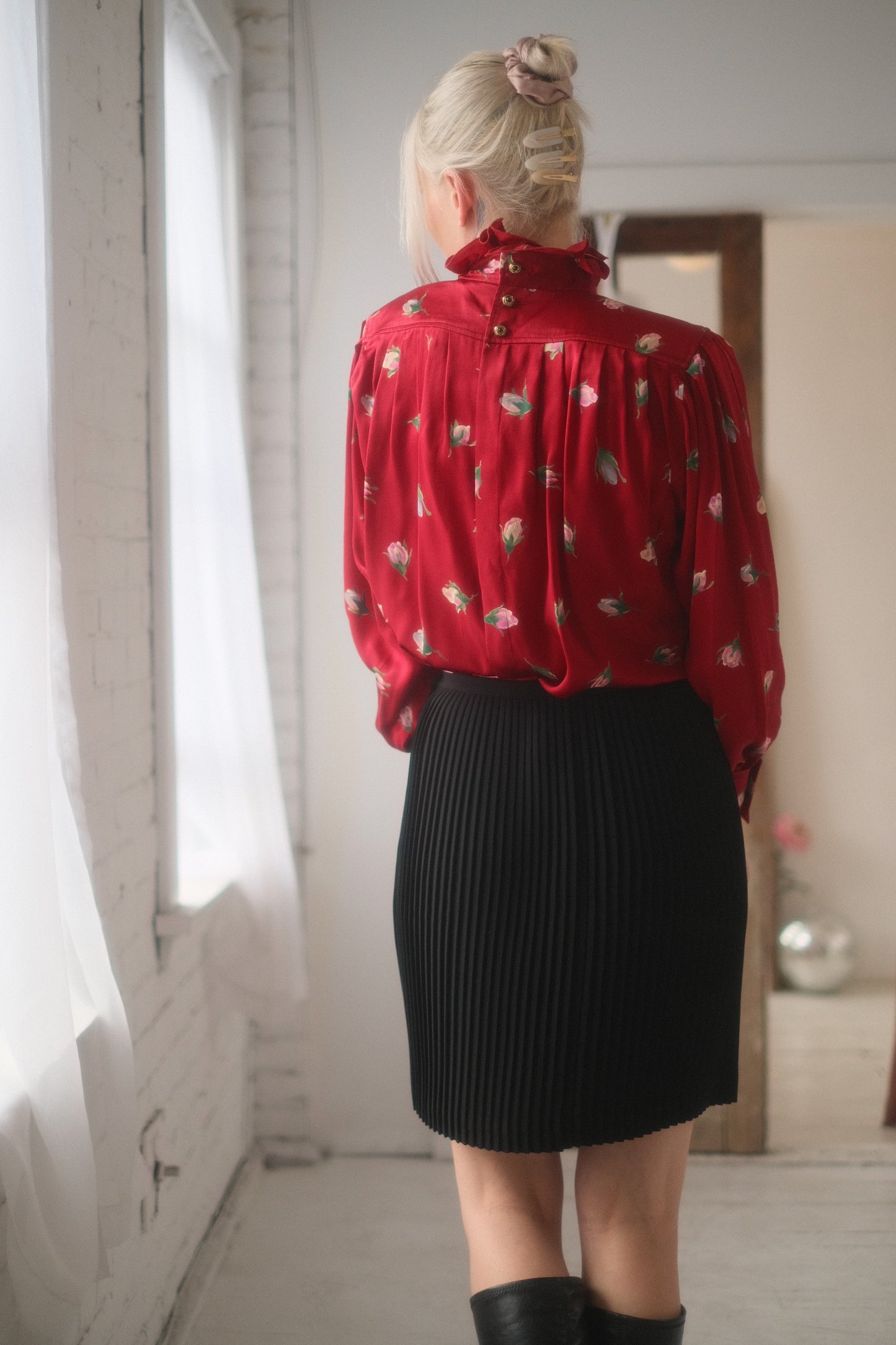 1980s Ungaro Silk Rose Blouse