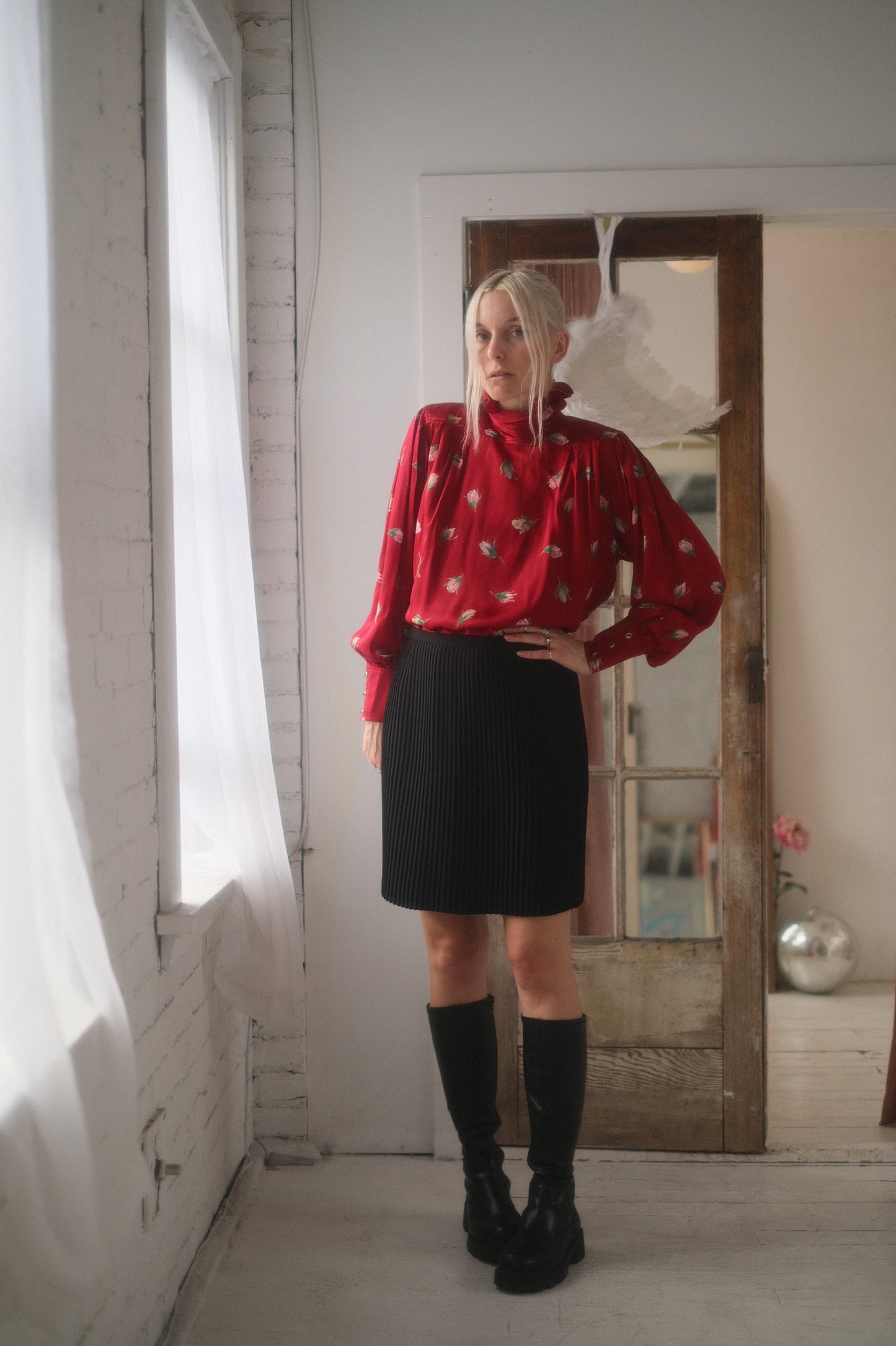 1980s Ungaro Silk Rose Blouse