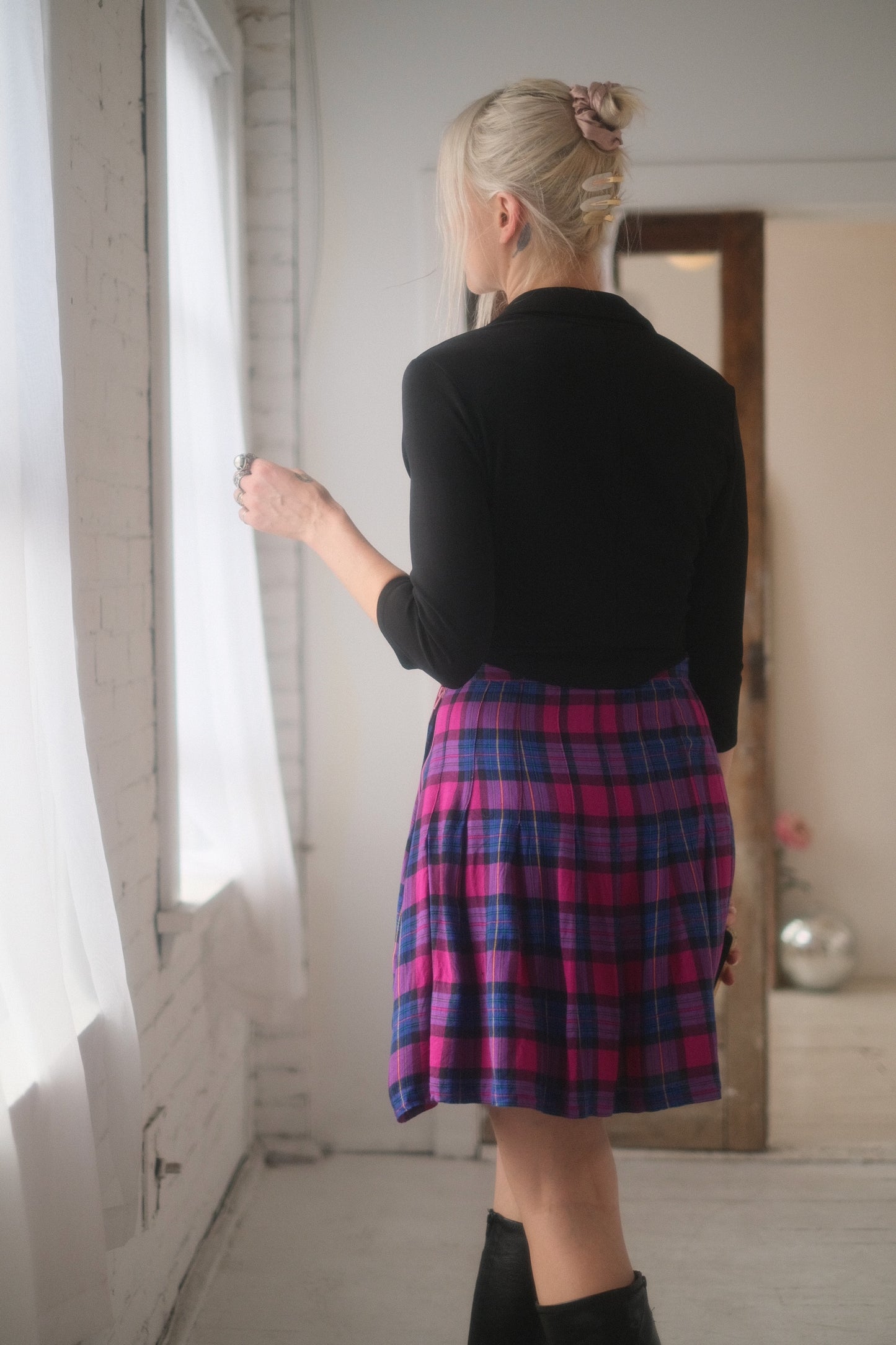 1990s Magenta Plaid MIni