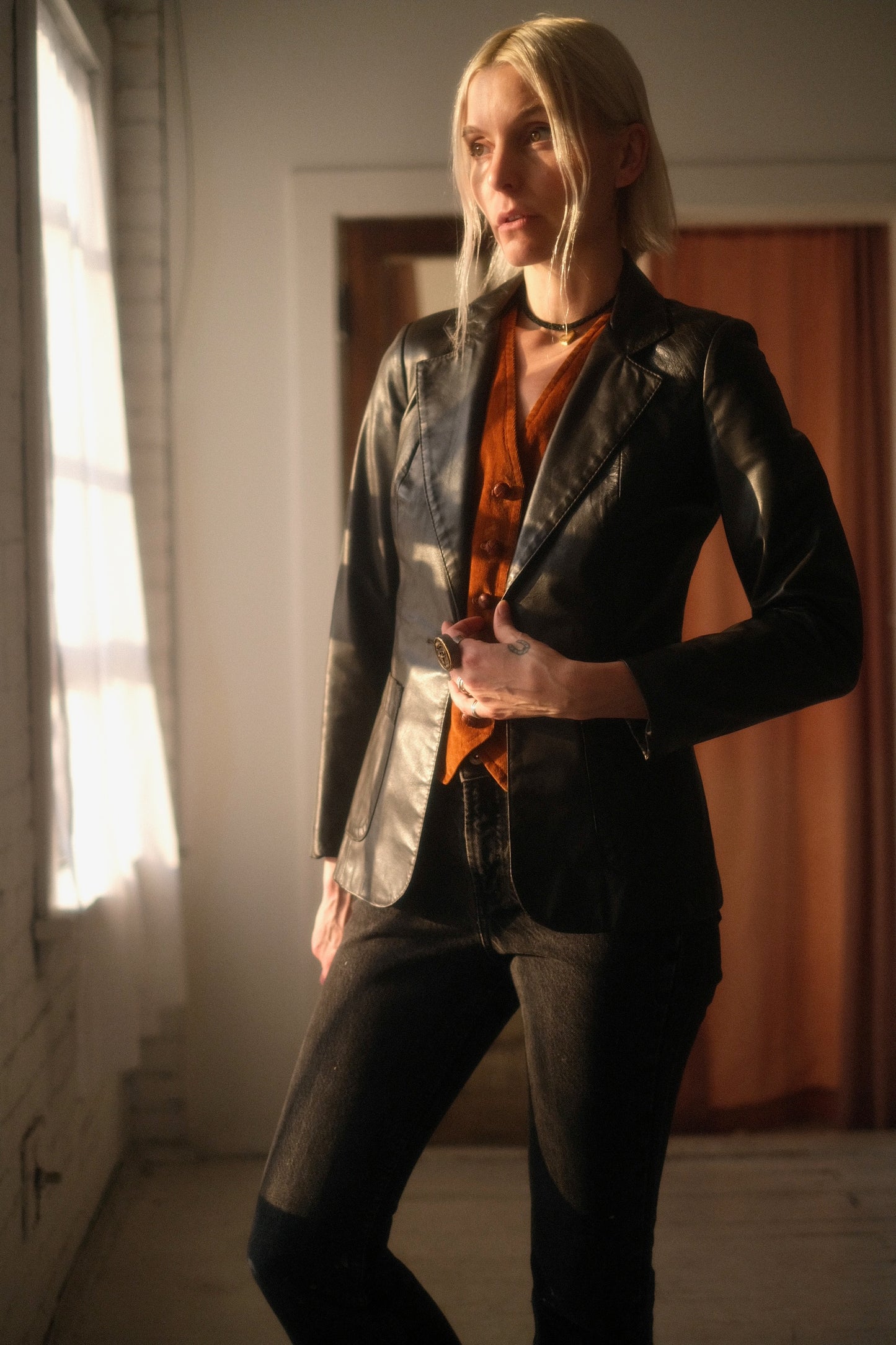 1970s Mocha Leather Blazer
