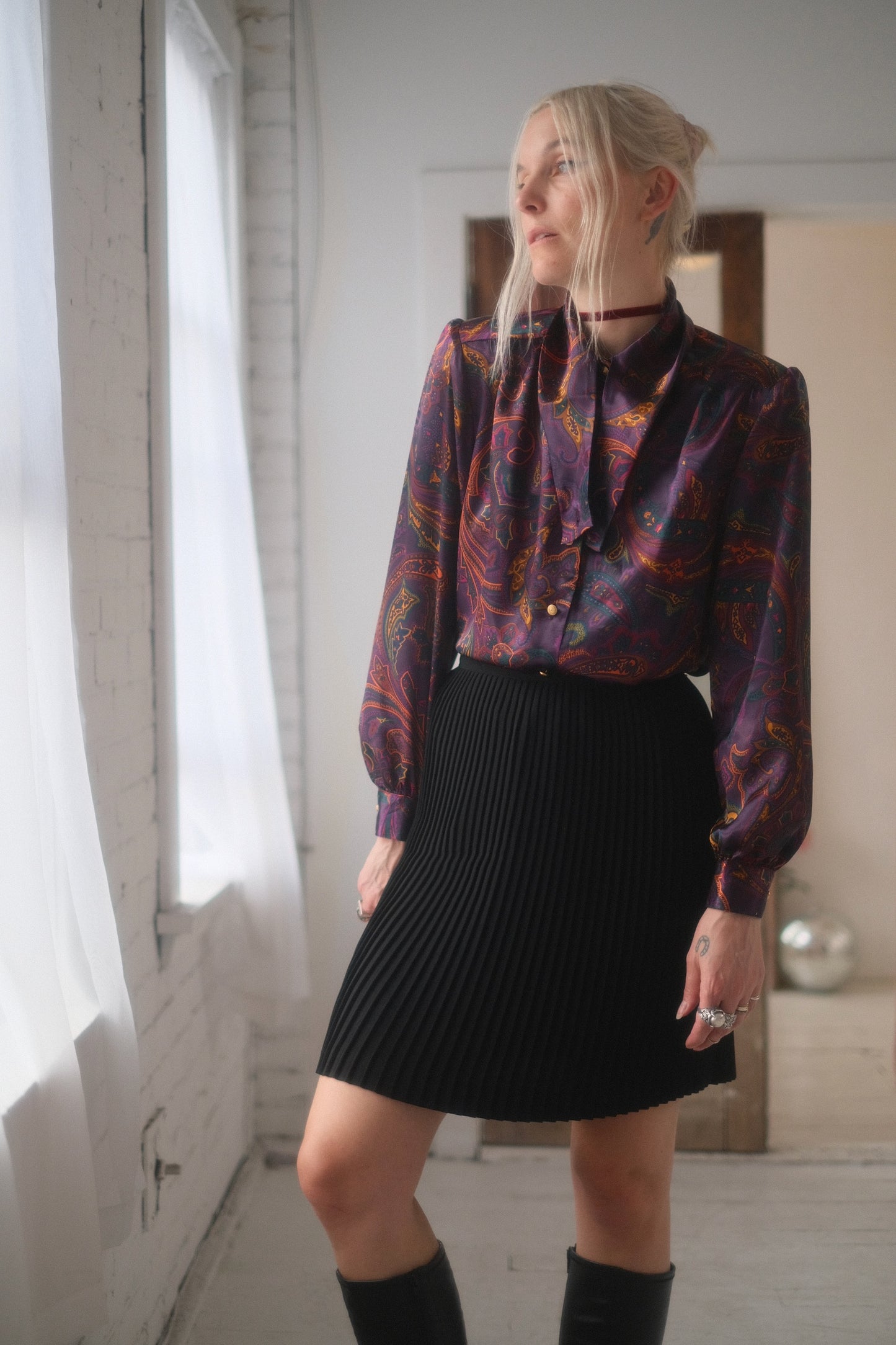 1980s Amethyst Paisley Blouse